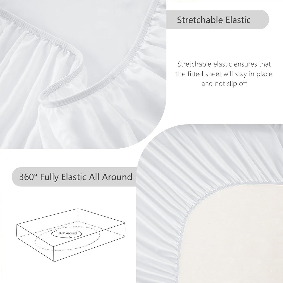 Hotel Soft Bed Sheet Set- Bedding Sheets & Pillowcases -Breathable Bedding - Wrinkle, Fade, Stain Resistant-Deep Pocket Flat Fitted Bed Sheet Set(Raw white,Super King)