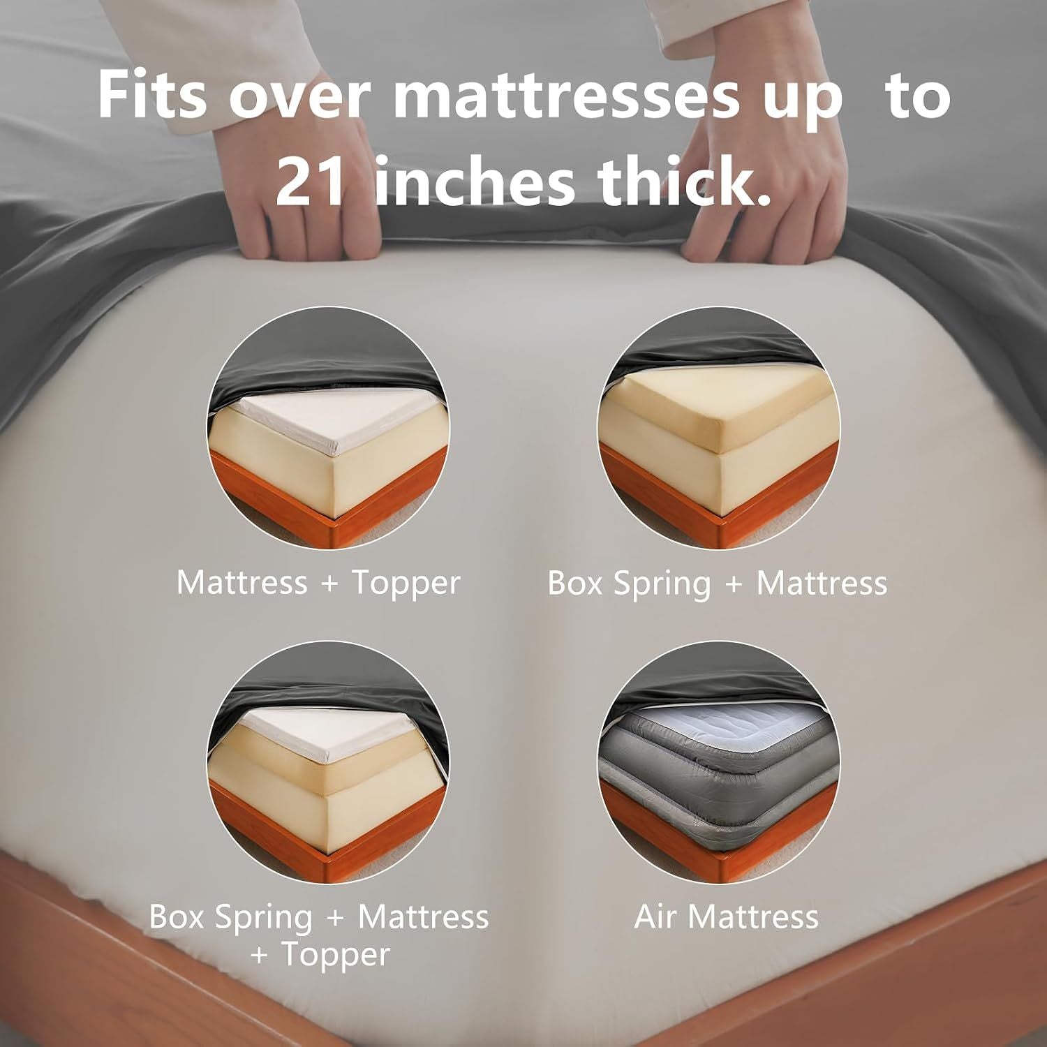 Hotel Soft Bed Sheet Set- Bedding Sheets & Pillowcases -Breathable Bedding - Wrinkle, Fade, Stain Resistant-Deep Pocket Flat Fitted Bed Sheet Set(Dark gray,Super King)