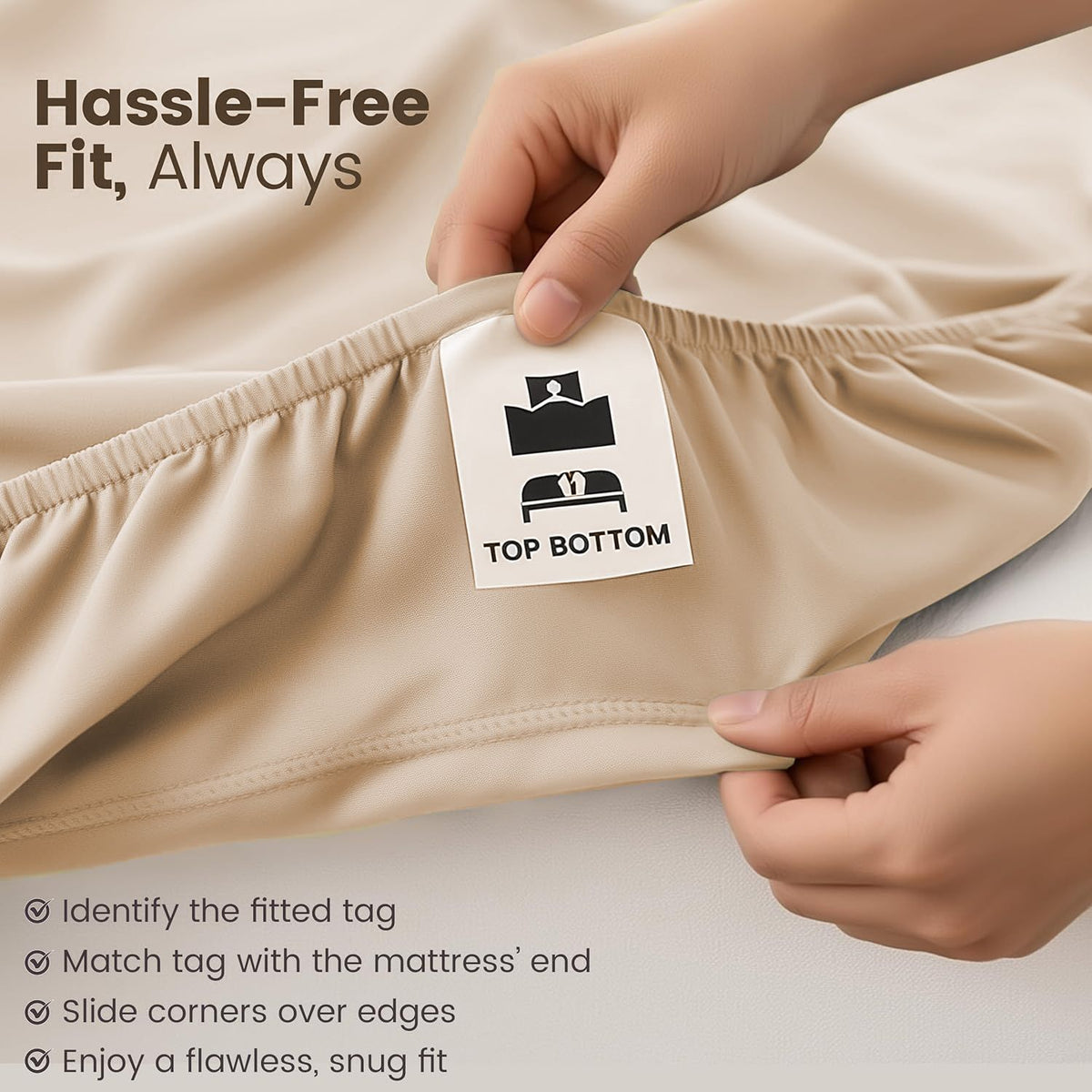 Hotel Quality Fitted Sheet - 1 Piece Fitted Sheet  -Breathable Bedding - Wrinkle, Fade, Stain Resistant- 16inch/40cm Deep Pocket Fitted Bed Sheet-Wrinkle and Fade Resistant,(Cream White,Super King)