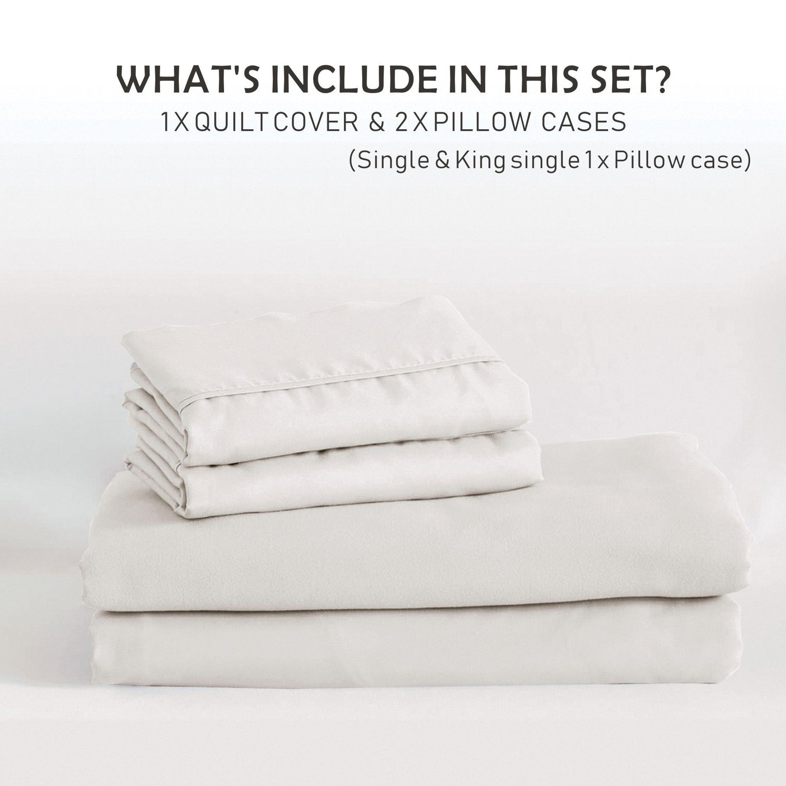 3 Piece Hotel Soft Microfiber Quilt Cover Set-2000TC Duvet/Donna Cover Set & Pillowcases -1 Quilt Cover Zipper Closure & 1 x Pillowcases-Breathable Bedding - Wrinkle, Fade, Stain Resistant(Raw white,Double)