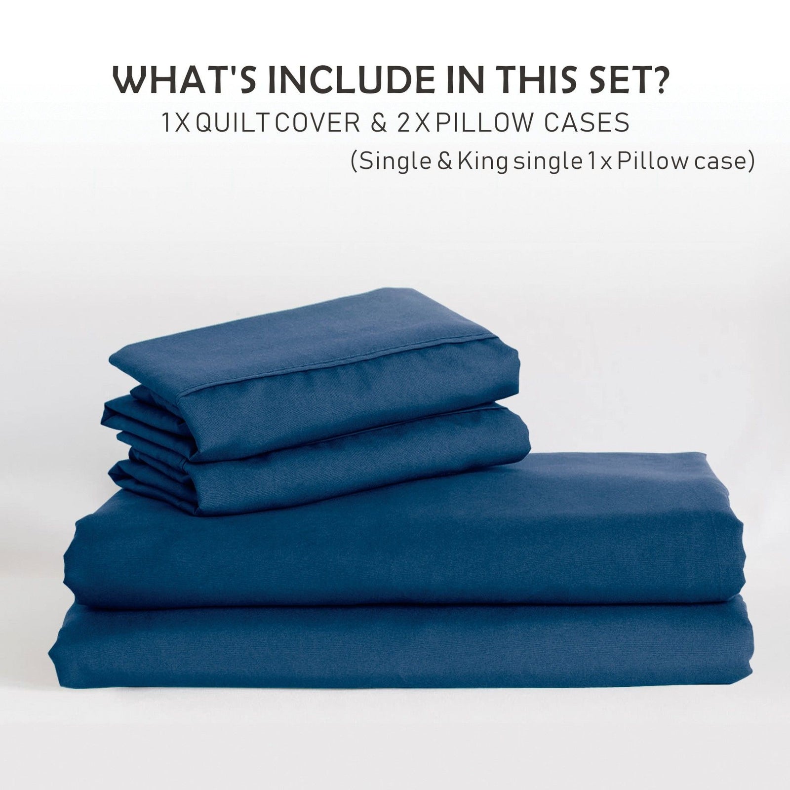 3 Piece Hotel Soft Microfiber Quilt Cover Set-2000TC Duvet/Donna Cover Set & Pillowcases -1 Quilt Cover Zipper Closure & 1 x Pillowcases-Breathable Bedding - Wrinkle, Fade, Stain Resistant(Navy,Double)
