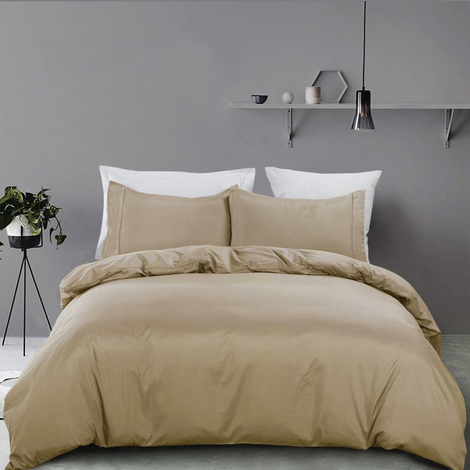 3 Piece Hotel Soft Microfiber Quilt Cover Set-2000TC Duvet/Donna Cover Set & Pillowcases -1 Quilt Cover Zipper Closure & 1 x Pillowcases-Breathable Bedding - Wrinkle, Fade, Stain Resistant(Camel Beige,Double)