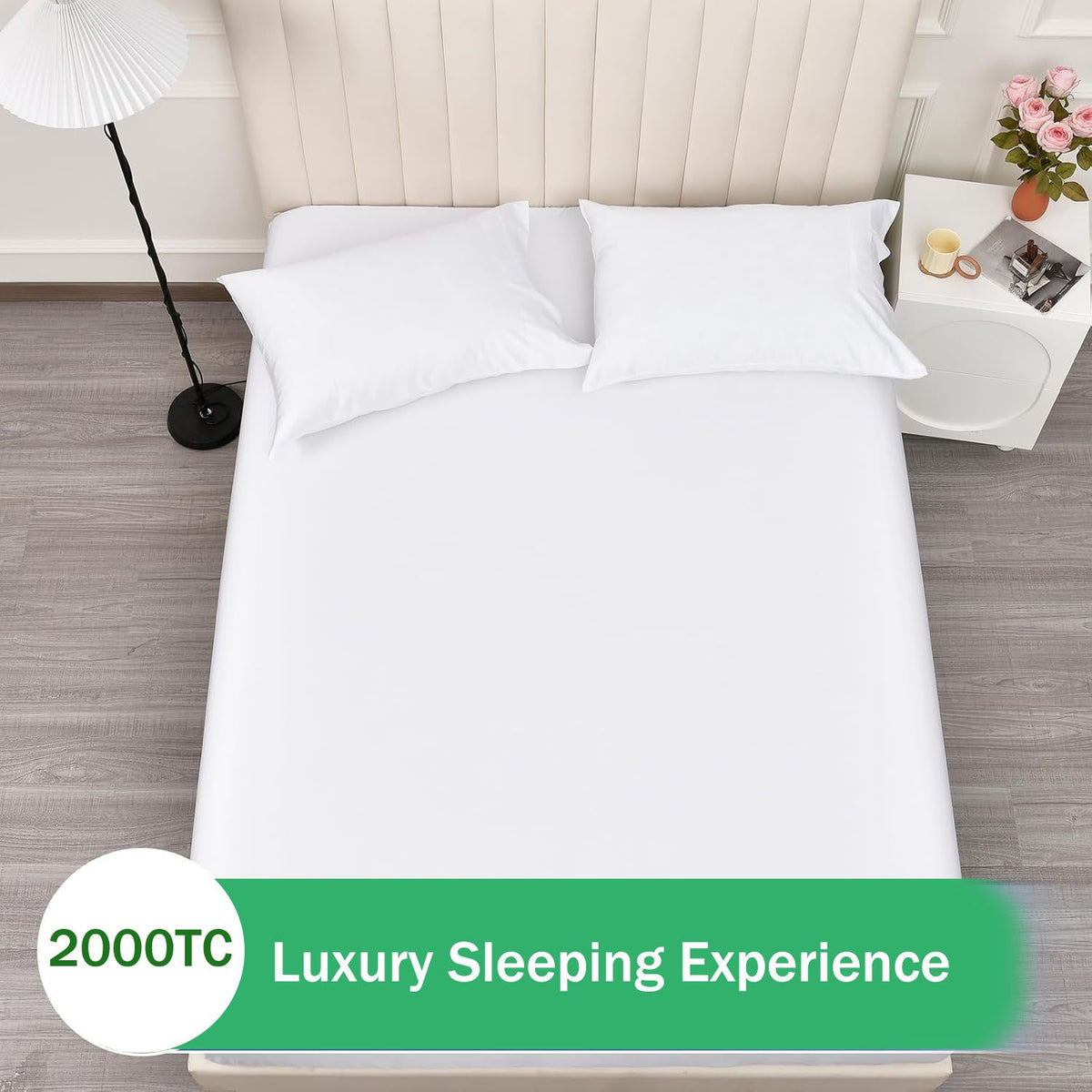 3 Piece Fitted Sheet Set- Fitted Sheet & Pillowcases -Breathable Bedding - Wrinkle, Fade, Stain Resistant- 40cm Deep Pocket Fitted Bed Sheet Set(Raw white,Double)