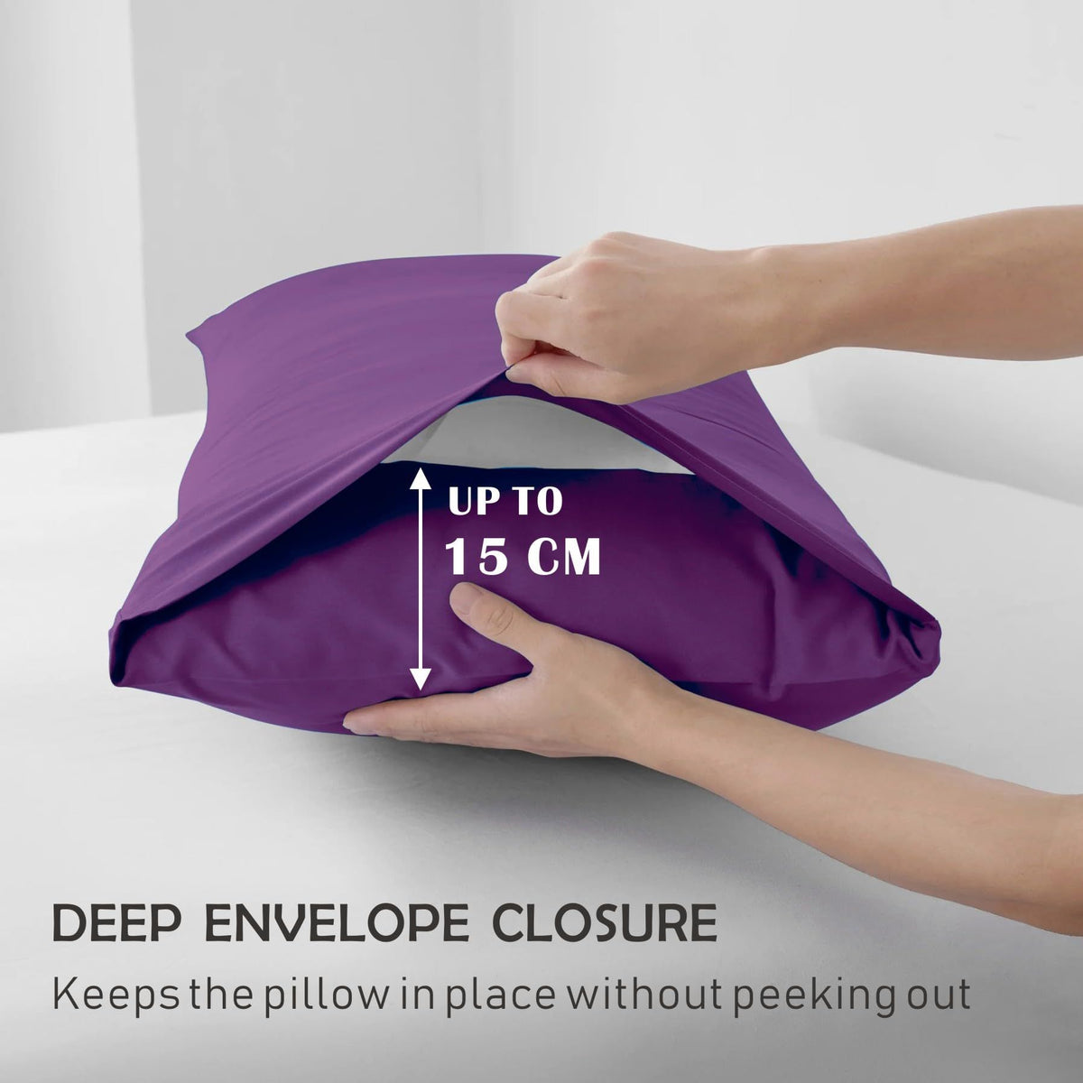 3 Piece Fitted Sheet Set- Fitted Sheet & Pillowcases -Breathable Bedding - Wrinkle, Fade, Stain Resistant- 40cm Deep Pocket Fitted Bed Sheet Set(Purple,Double)
