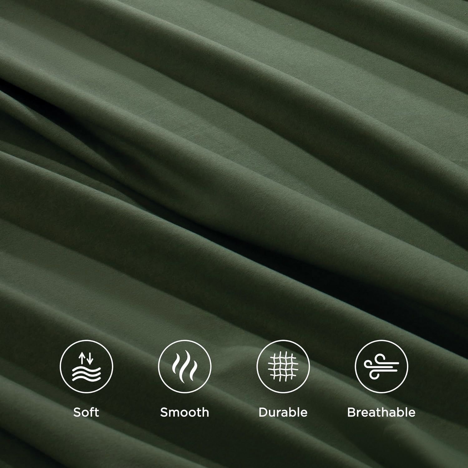 4 Piece Bed Sheet Set- Bedding Sheets & Pillowcases -Breathable Bedding - Wrinkle, Fade, Stain Resistant-Deep Pocket Flat Fitted Bed Sheet Set(Olive green,Double)