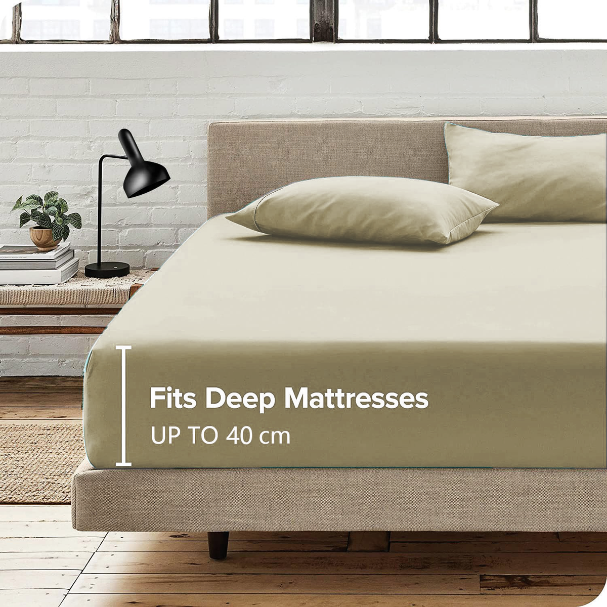 Hotel Quality Fitted Sheet - 1 Piece Fitted Sheet  -Breathable Bedding - Wrinkle, Fade, Stain Resistant- 16inch/40cm Deep Pocket Fitted Bed Sheet-Wrinkle and Fade Resistant,(Cream White,Double)