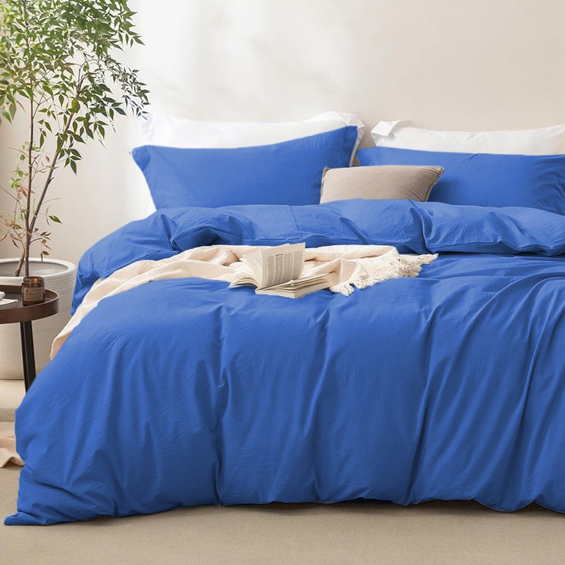 3 Piece Hotel Soft Microfiber Quilt Cover Set-2000TC Duvet/Donna Cover Set &amp; Pillowcases -1 Quilt Cover Zipper Closure &amp; 1 x Pillowcases-Breathable Bedding - Wrinkle, Fade, Stain Resistant(Royal blue,King)