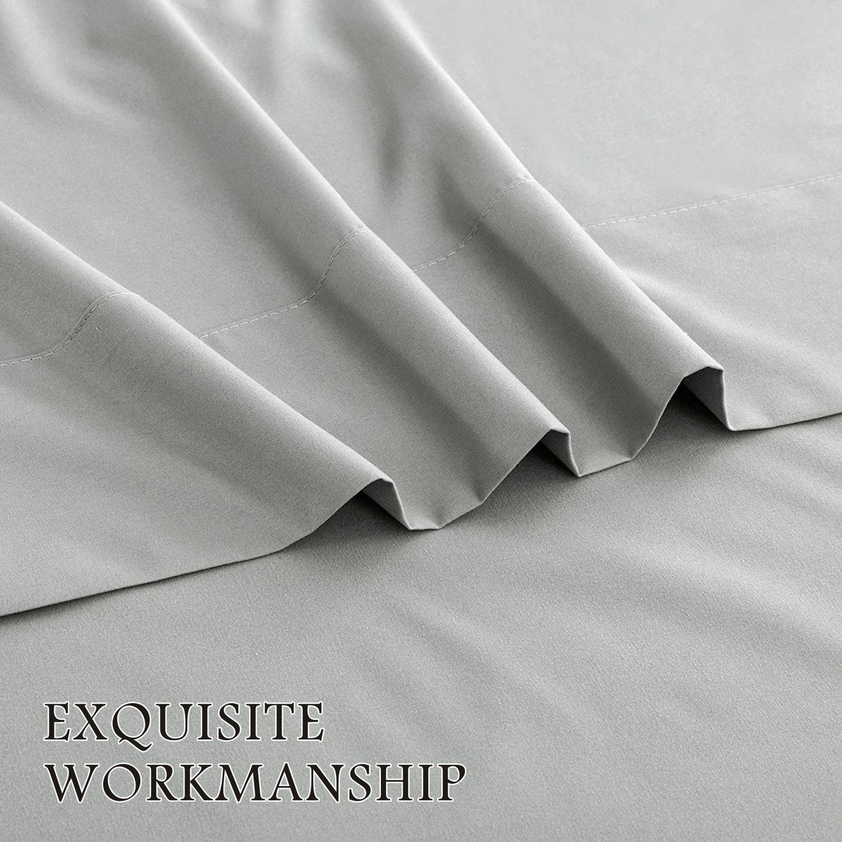 4 Piece Bed Sheet Set- Bedding Sheets & Pillowcases -Breathable Bedding - Wrinkle, Fade, Stain Resistant-Deep Pocket Flat Fitted Bed Sheet Set(Silver-gray,King)