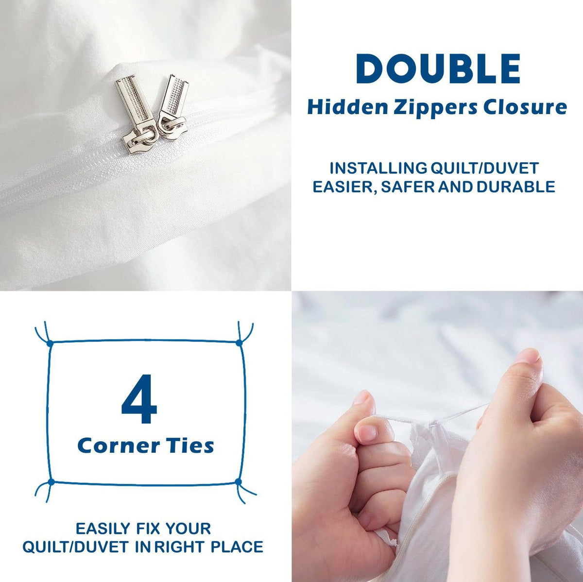 2 Piece Hotel Soft Microfiber Quilt Cover Set-2000TC Duvet/Donna Cover Set & Pillowcases -1 Quilt Cover Zipper Closure & 1 x Pillowcases-Breathable Bedding - Wrinkle, Fade, Stain Resistant(White,King Single)