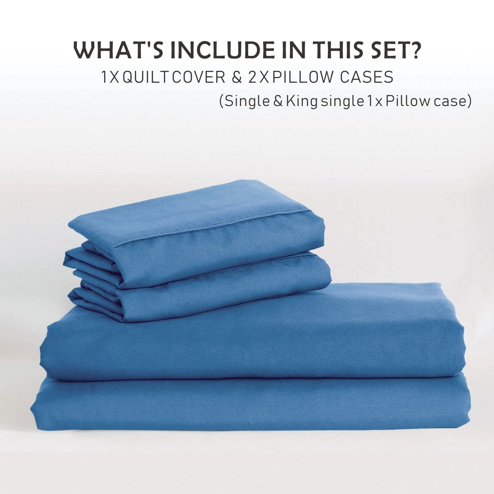 2 Piece Hotel Soft Microfiber Quilt Cover Set-2000TC Duvet/Donna Cover Set & Pillowcases -1 Quilt Cover Zipper Closure & 1 x Pillowcases-Breathable Bedding - Wrinkle, Fade, Stain Resistant(Ocean,King Single)