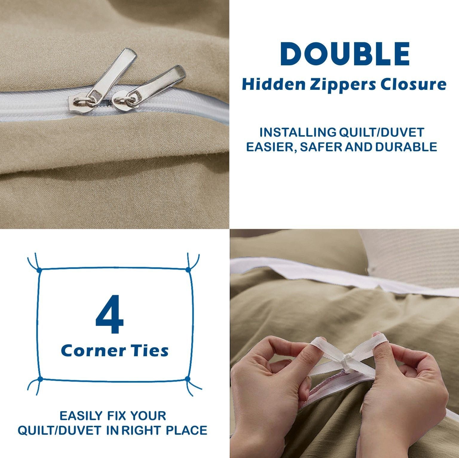 2 Piece Hotel Soft Microfiber Quilt Cover Set-2000TC Duvet/Donna Cover Set & Pillowcases -1 Quilt Cover Zipper Closure & 1 x Pillowcases-Breathable Bedding - Wrinkle, Fade, Stain Resistant(Camel Beige,King Single)