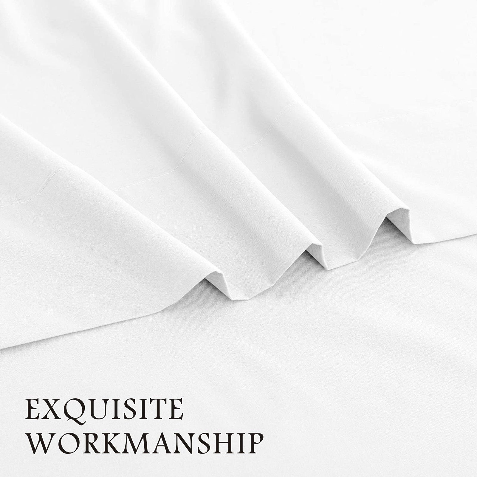 3 Piece Bed Sheet Set- Bedding Sheets & Pillowcases -Breathable Bedding - Wrinkle, Fade, Stain Resistant-Deep Pocket Flat Fitted Bed Sheet Set(White,King Single)