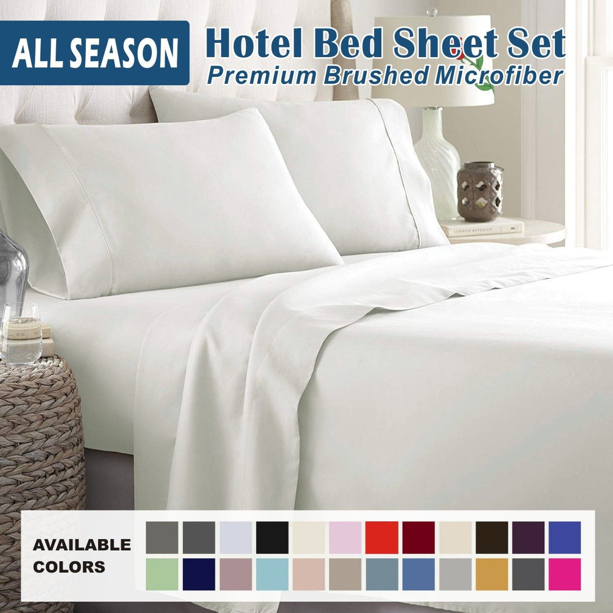 3 Piece Bed Sheet Set- Bedding Sheets &amp; Pillowcases -Breathable Bedding - Wrinkle, Fade, Stain Resistant-Deep Pocket Flat Fitted Bed Sheet Set(Raw white,King Single)
