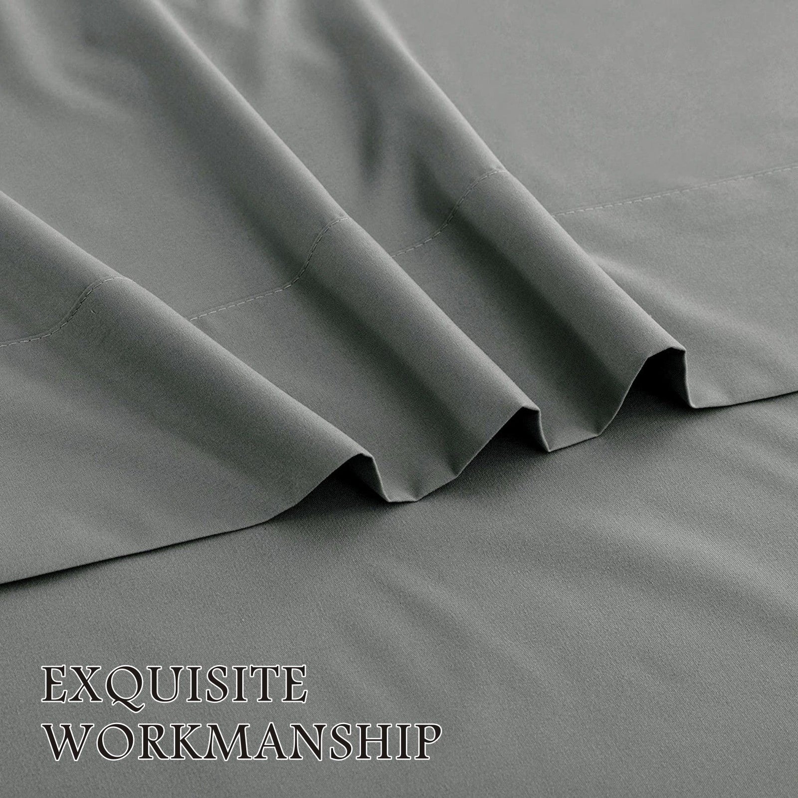 3 Piece Bed Sheet Set- Bedding Sheets & Pillowcases -Breathable Bedding - Wrinkle, Fade, Stain Resistant-Deep Pocket Flat Fitted Bed Sheet Set(Grey,King Single)