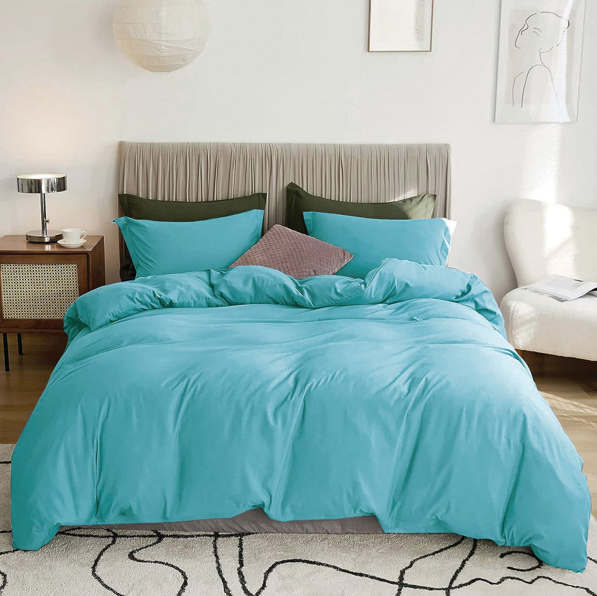 3 Piece Hotel Soft Microfiber Quilt Cover Set-2000TC Duvet/Donna Cover Set &amp; Pillowcases -1 Quilt Cover Zipper Closure &amp; 1 x Pillowcases-Breathable Bedding - Wrinkle, Fade, Stain Resistant(Ice Blue,Queen)