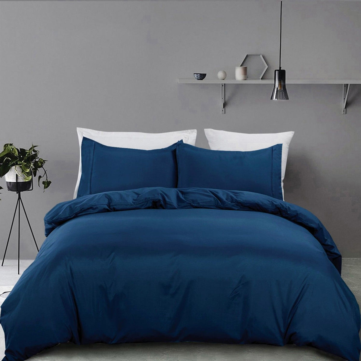 3 Piece Hotel Soft Microfiber Quilt Cover Set-2000TC Duvet/Donna Cover Set & Pillowcases -1 Quilt Cover Zipper Closure & 1 x Pillowcases-Breathable Bedding - Wrinkle, Fade, Stain Resistant(Navy,Queen)
