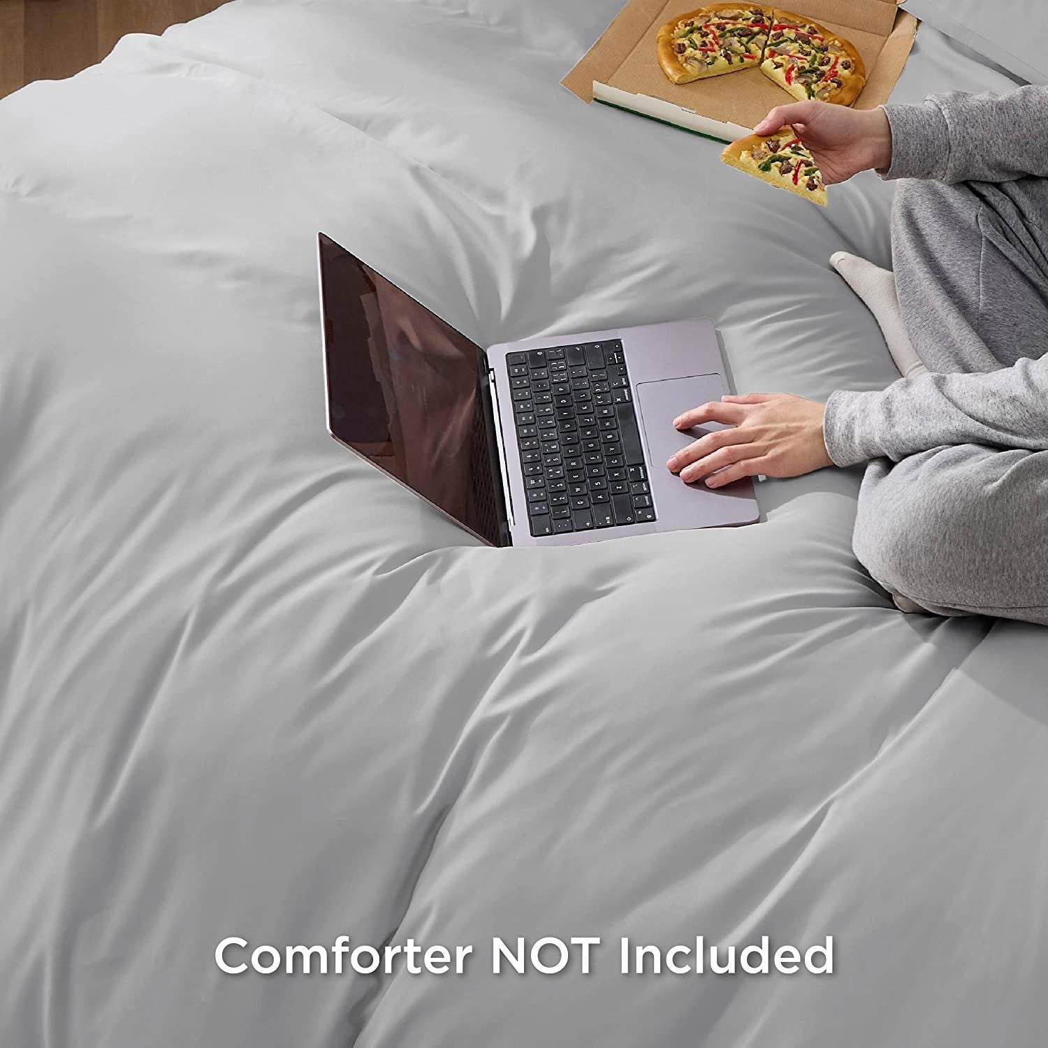 3 Piece Hotel Soft Microfiber Quilt Cover Set-2000TC Duvet/Donna Cover Set & Pillowcases -1 Quilt Cover Zipper Closure & 1 x Pillowcases-Breathable Bedding - Wrinkle, Fade, Stain Resistant(Silver-gray,Queen)