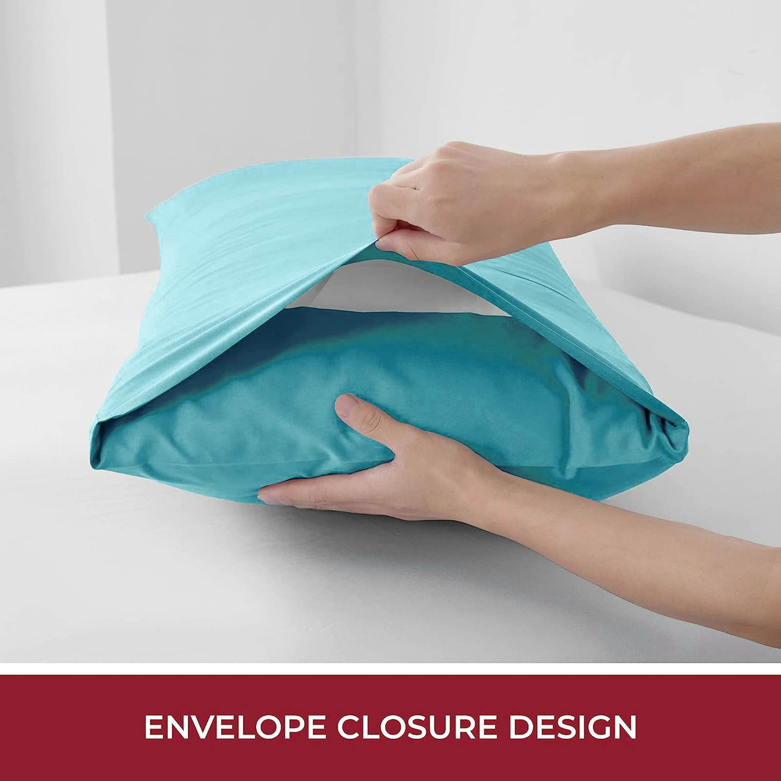 3 Piece Fitted Sheet Set- Fitted Sheet & Pillowcases -Breathable Bedding - Wrinkle, Fade, Stain Resistant- 40cm Deep Pocket Fitted Bed Sheet Set(Ice blue,Queen)