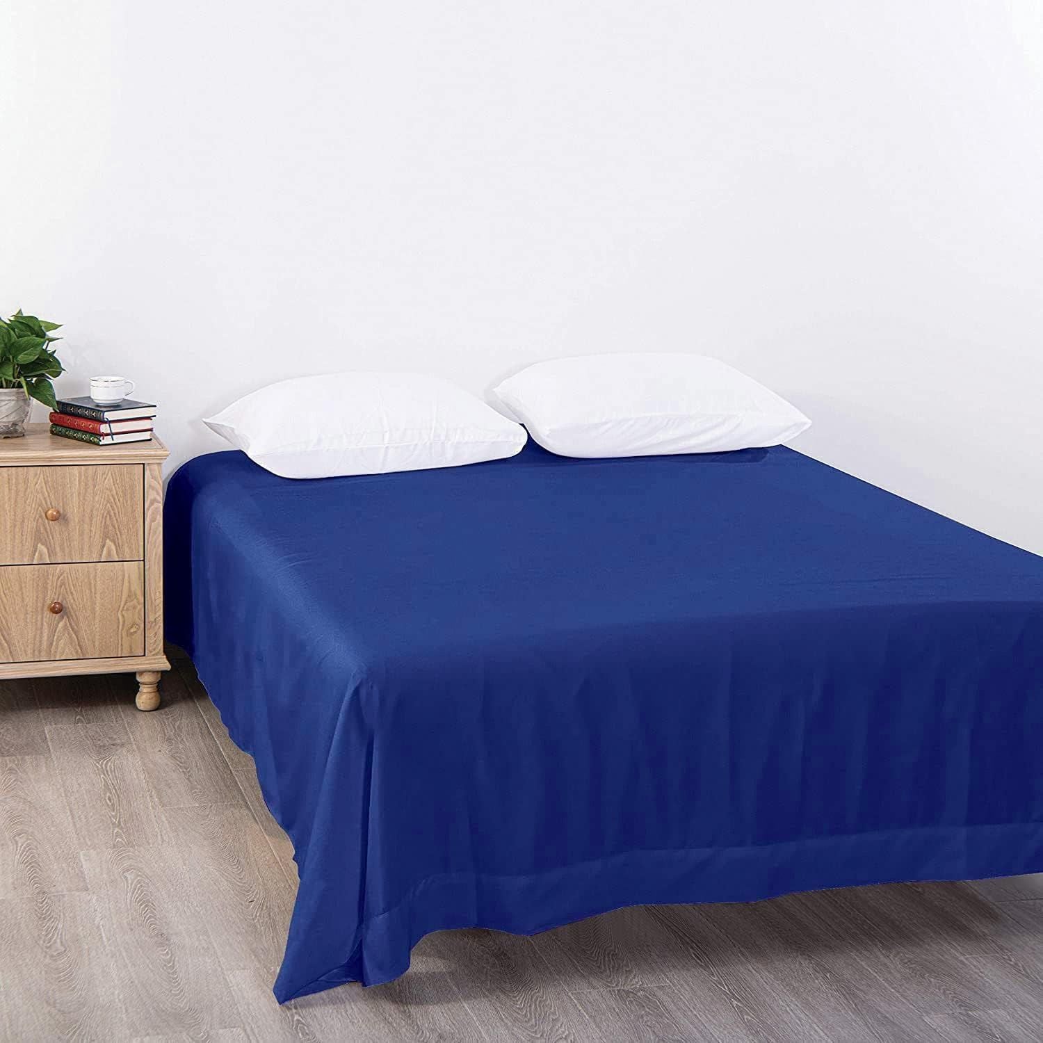 Elegant Comfort Premium Hotel Quality 1-Piece Queen Flat Sheet, Luxury and Softest 2000 Thread Count Bedding Flat Sheet(Queen,Royal blue)