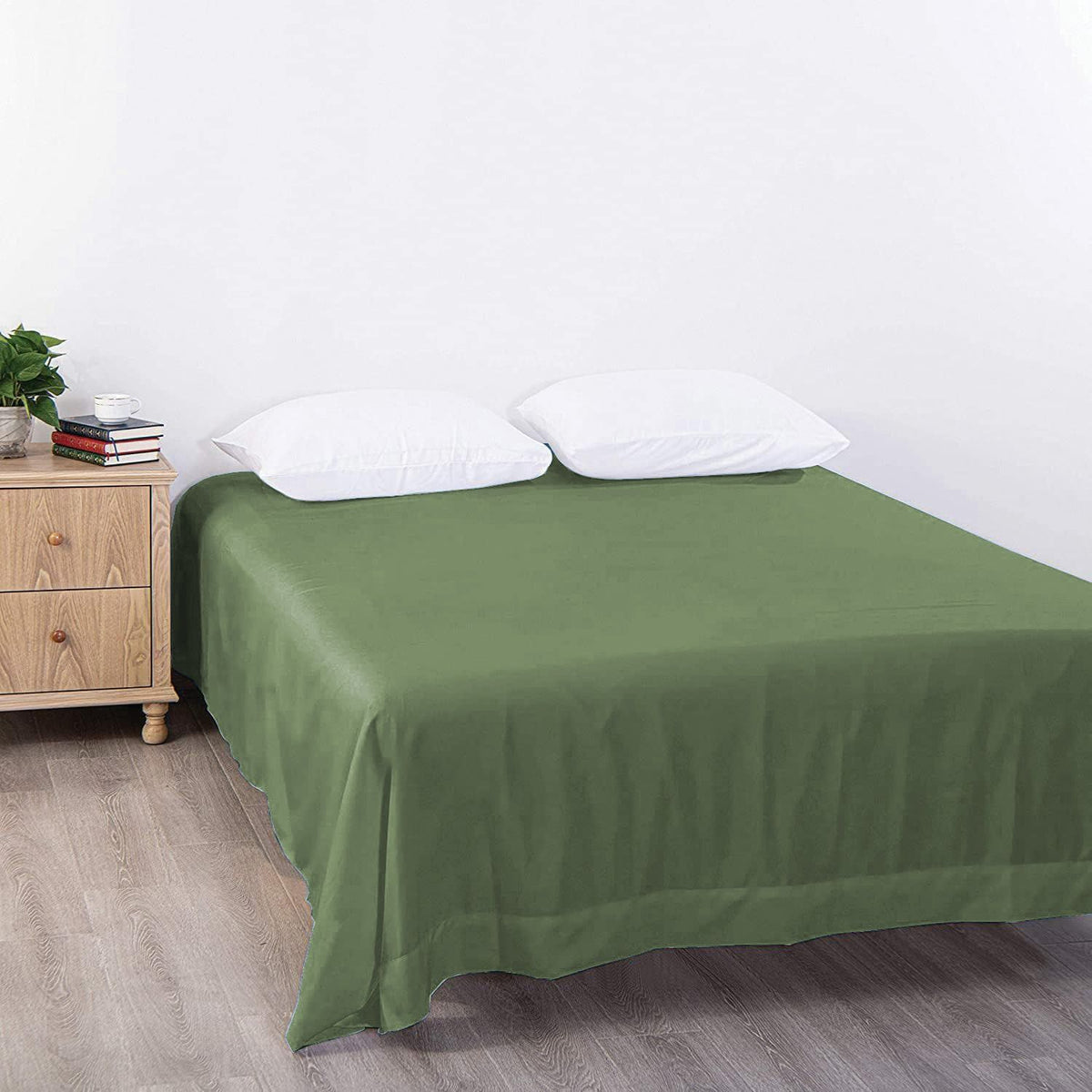 Elegant Comfort Premium Hotel Quality 1-Piece Queen Flat Sheet, Luxury and Softest 2000 Thread Count Bedding Flat Sheet(Queen,Olive green)