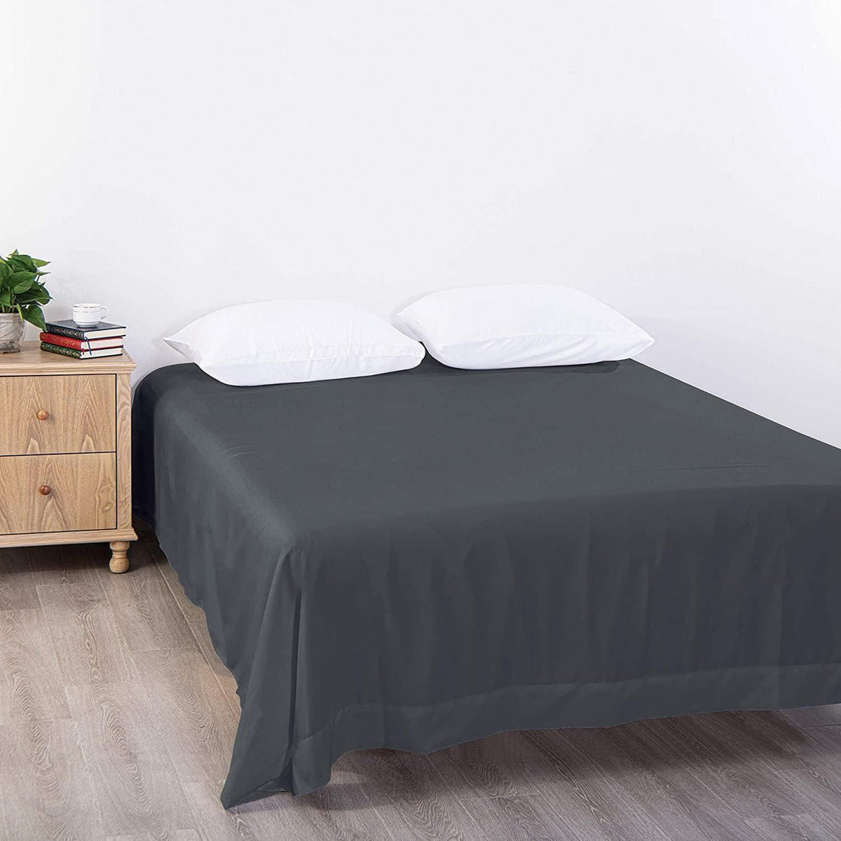 Elegant Comfort Premium Hotel Quality 1-Piece Queen Flat Sheet, Luxury and Softest 2000 Thread Count Bedding Flat Sheet(Queen,Dark gray)