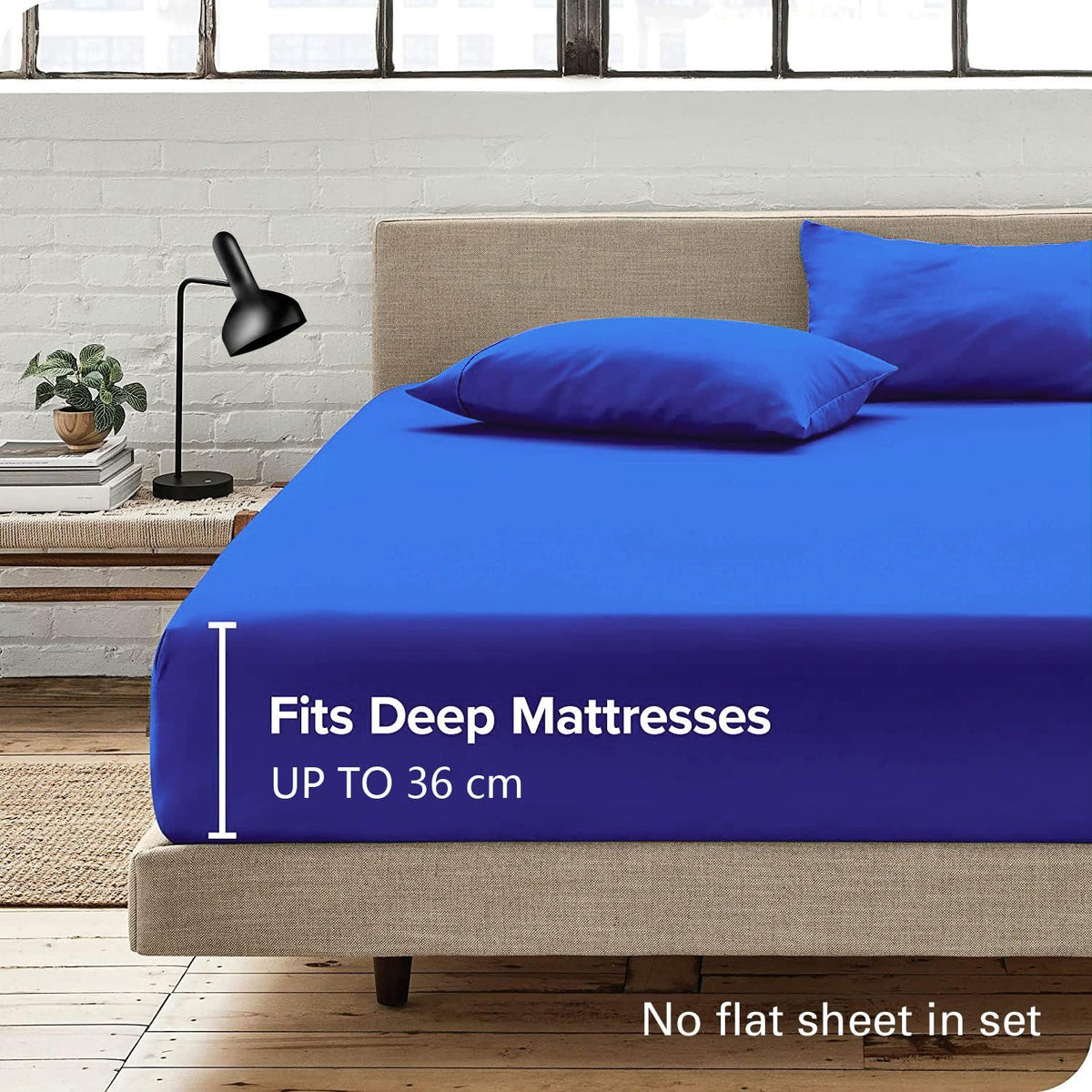Hotel Quality Fitted Sheet - 1 Piece Fitted Sheet  -Breathable Bedding - Wrinkle, Fade, Stain Resistant- 16inch/40cm Deep Pocket Fitted Bed Sheet-Wrinkle and Fade Resistant,(Royal blue,Queen)