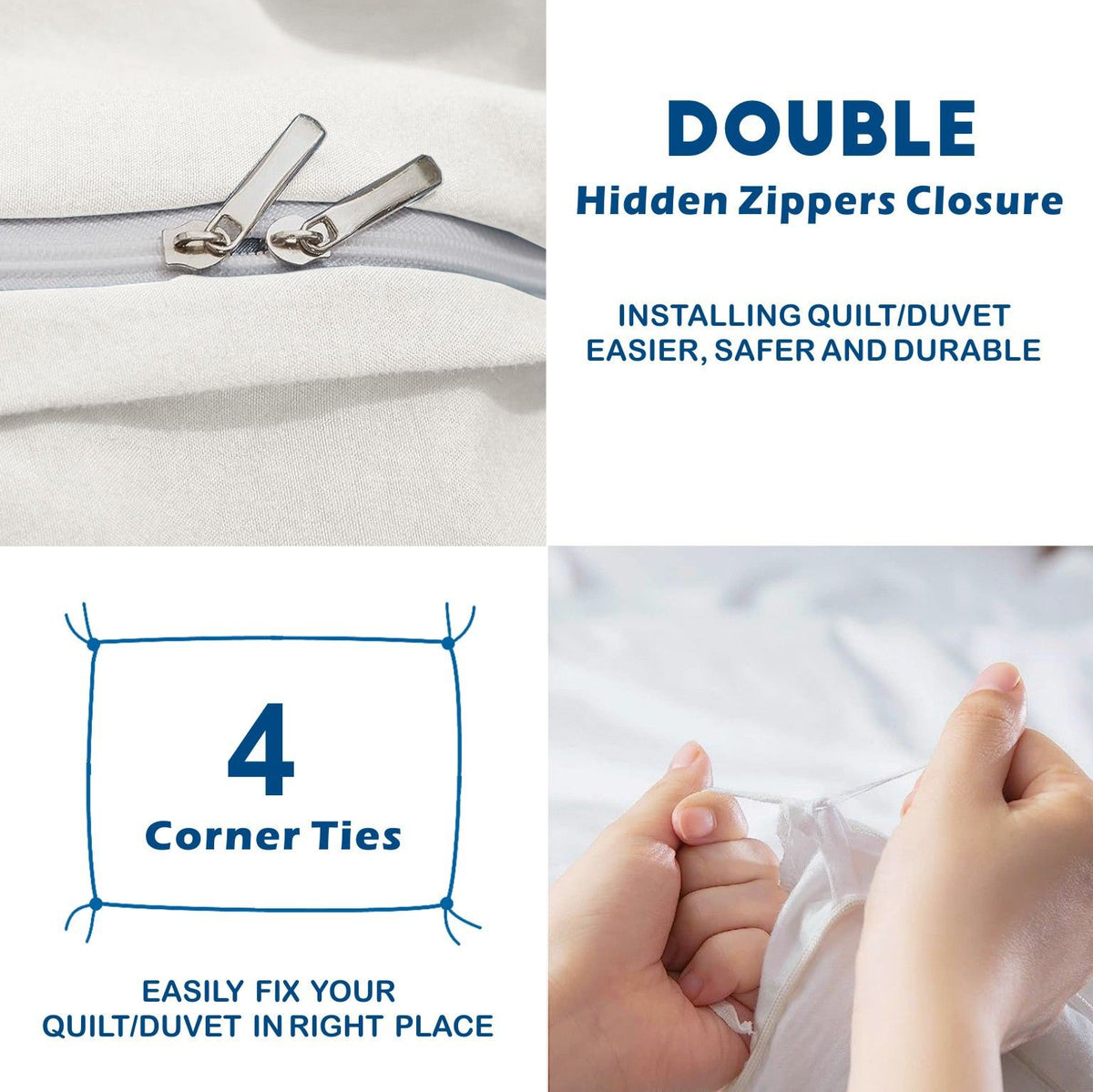 2 Piece Hotel Soft Microfiber Quilt Cover Set-2000TC Duvet/Donna Cover Set & Pillowcases -1 Quilt Cover Zipper Closure & 1 x Pillowcases-Breathable Bedding - Wrinkle, Fade, Stain Resistant(Raw white,Single)