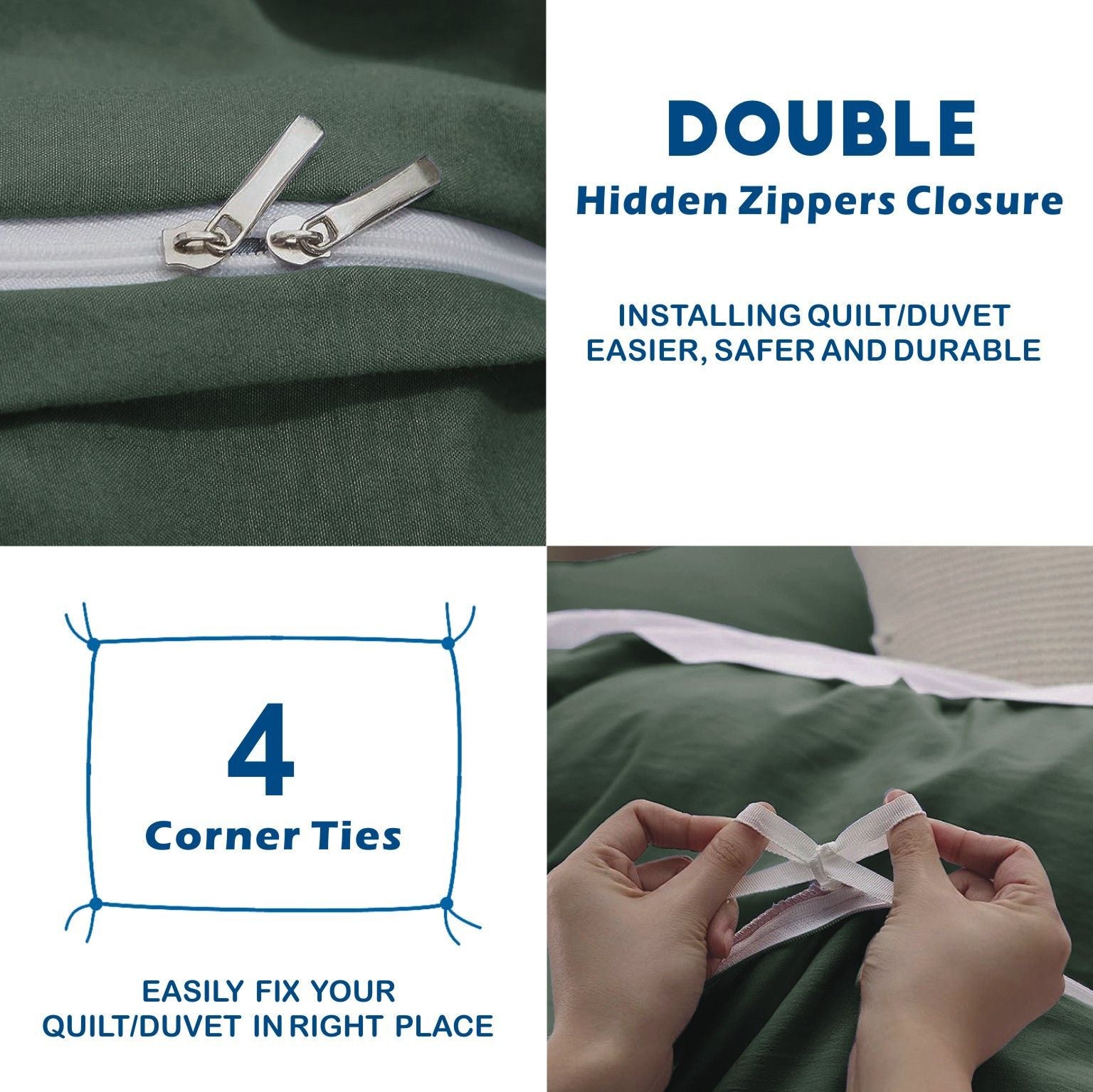 2 Piece Hotel Soft Microfiber Quilt Cover Set-2000TC Duvet/Donna Cover Set & Pillowcases -1 Quilt Cover Zipper Closure & 1 x Pillowcases-Breathable Bedding - Wrinkle, Fade, Stain Resistant(Olive green,Single)