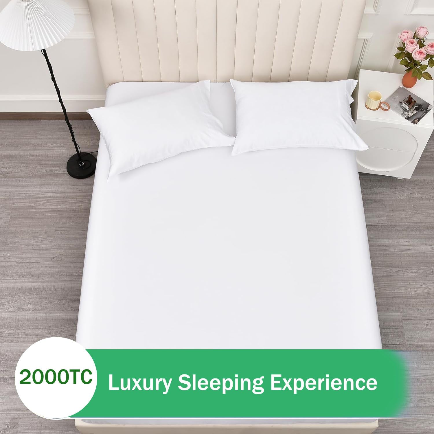 2 Piece Fitted Sheet Set- Fitted Sheet & Pillowcases -Breathable Bedding - Wrinkle, Fade, Stain Resistant- 40cm Deep Pocket Fitted Bed Sheet Set(Raw white,Single)
