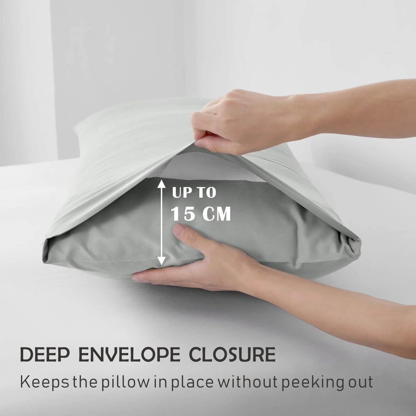 2 Piece Fitted Sheet Set- Fitted Sheet & Pillowcases -Breathable Bedding - Wrinkle, Fade, Stain Resistant- 40cm Deep Pocket Fitted Bed Sheet Set(Silver-gray,Single)