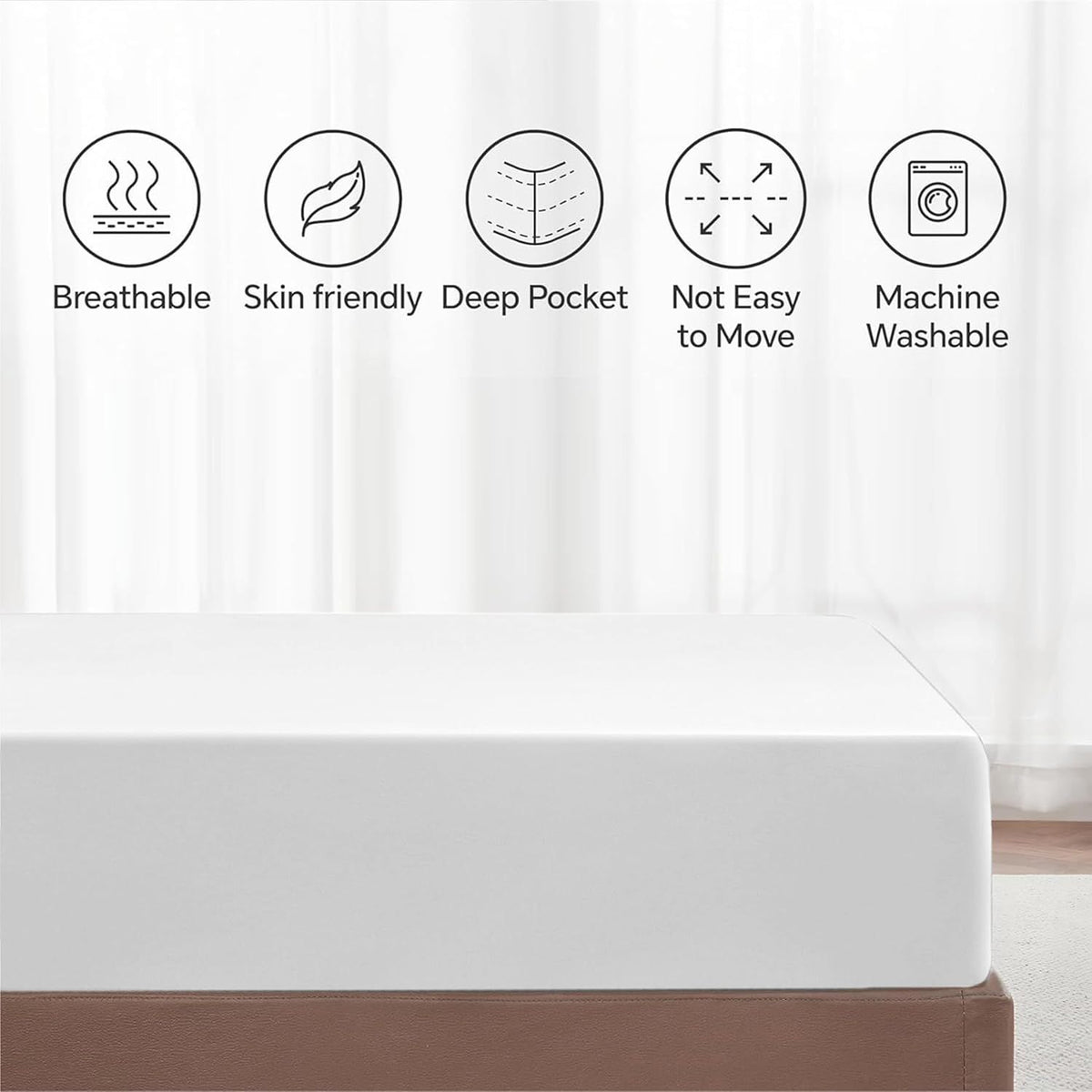 Hotel Quality Fitted Sheet - 1 Piece Fitted Sheet  -Breathable Bedding - Wrinkle, Fade, Stain Resistant- 16inch/40cm Deep Pocket Fitted Bed Sheet-Wrinkle and Fade Resistant,(White,Single)