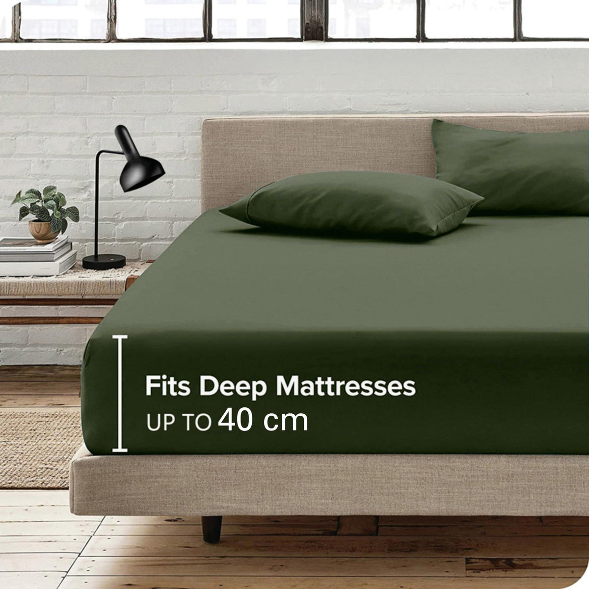 Hotel Quality Fitted Sheet - 1 Piece Fitted Sheet  -Breathable Bedding - Wrinkle, Fade, Stain Resistant- 16inch/40cm Deep Pocket Fitted Bed Sheet-Wrinkle and Fade Resistant,(Olive green,Single)