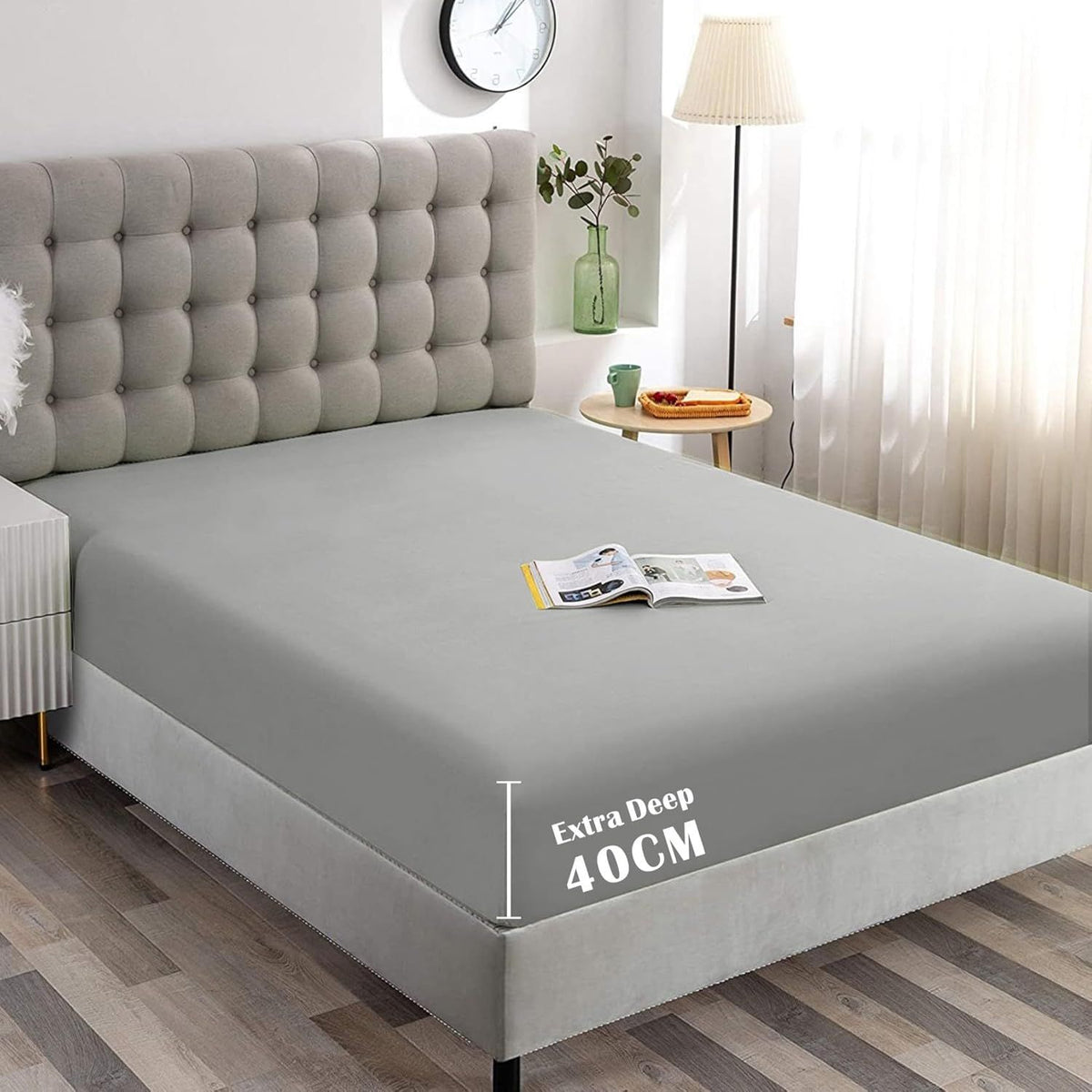 Hotel Quality Fitted Sheet - 1 Piece Fitted Sheet  -Breathable Bedding - Wrinkle, Fade, Stain Resistant- 16inch/40cm Deep Pocket Fitted Bed Sheet-Wrinkle and Fade Resistant,(Silver-gray,Single)