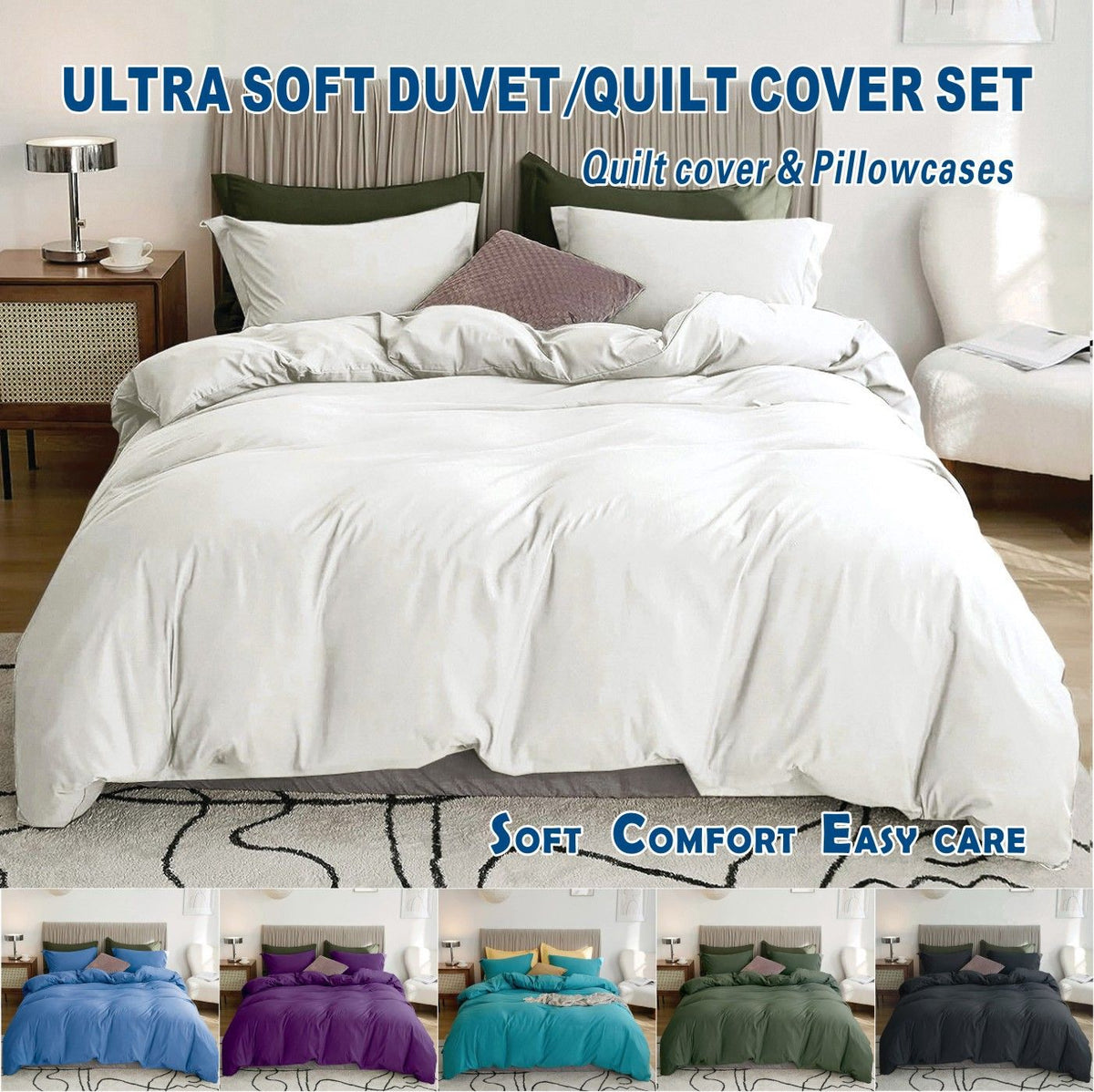 3 Piece Hotel Soft Microfiber Quilt Cover Set-2000TC Duvet/Donna Cover Set &amp; Pillowcases -1 Quilt Cover Zipper Closure &amp; 1 x Pillowcases-Breathable Bedding - Wrinkle, Fade, Stain Resistant(Raw white,Super King)