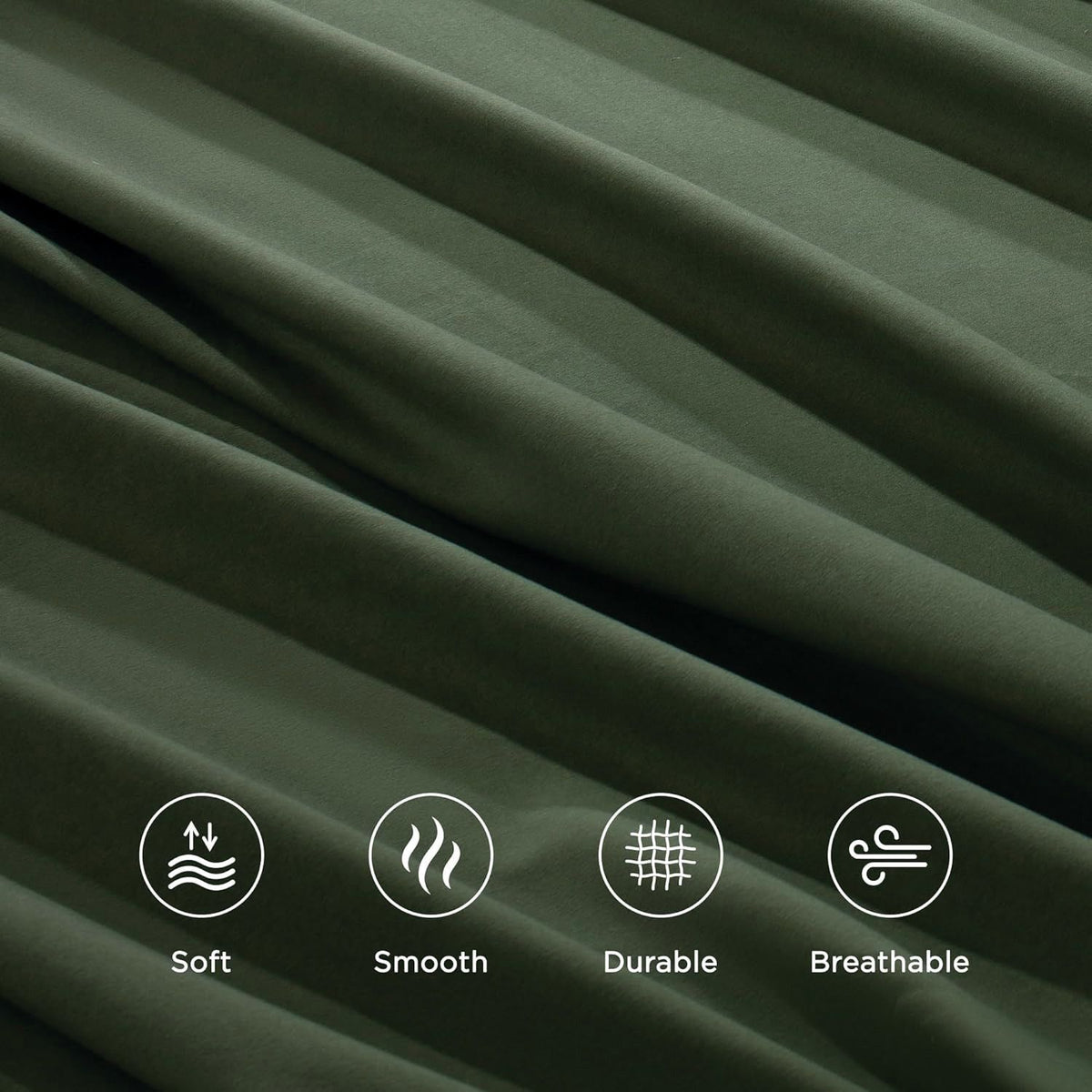 4 Piece Bed Sheet Set- Bedding Sheets & Pillowcases -Breathable Bedding - Wrinkle, Fade, Stain Resistant-Deep Pocket Flat Fitted Bed Sheet Set(Olive green,Super King)