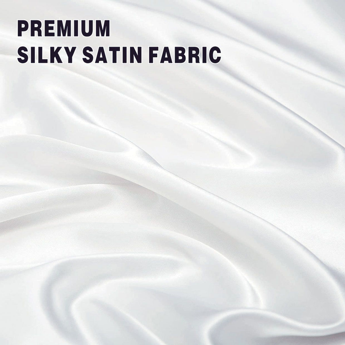 Art Silk Satin Sheet Set Hotel 4 Pieces Fitted/Flat Sheet Bedding Set-Luxury Soft Silky Sheets for Hair and Skin, Similar to Silk Bed Sheets Set 4 Pieces(King,White)