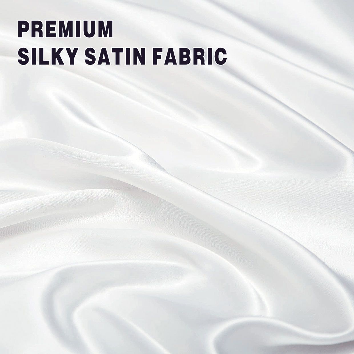 Art Silk Satin Sheet Set Hotel 4 Pieces Fitted/Flat Sheet Bedding Set-Luxury Soft Silky Sheets for Hair and Skin, Similar to Silk Bed Sheets Set 4 Pieces(King,White)