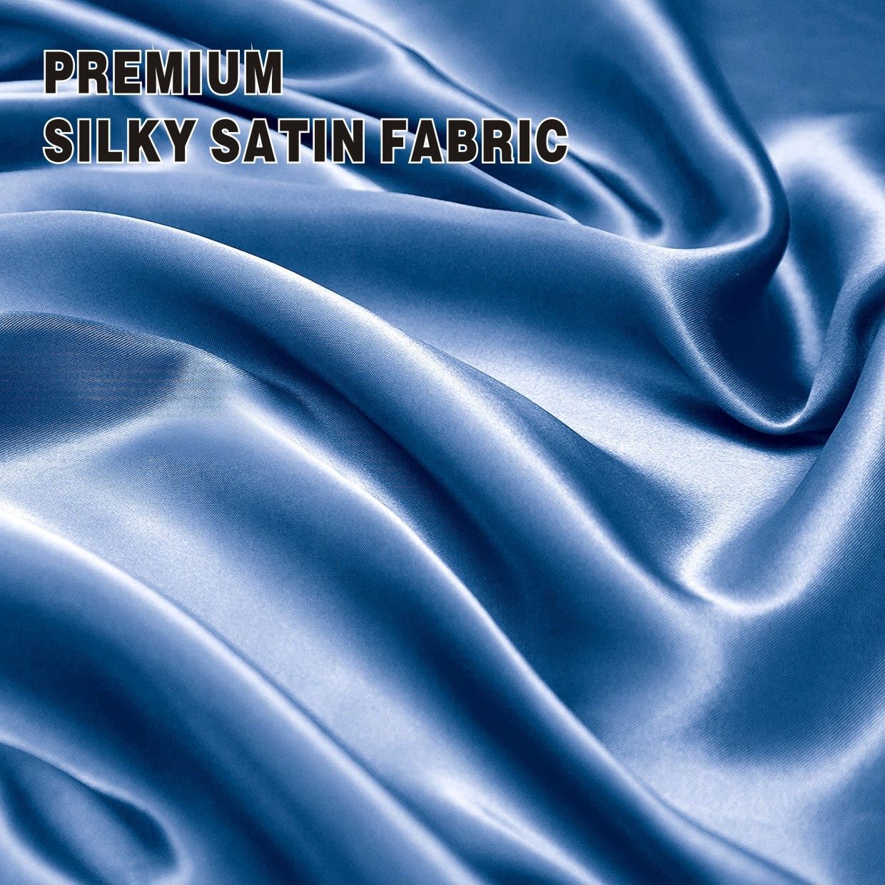Art Silk Satin Sheet Set Hotel 4 Pieces Fitted/Flat Sheet Bedding Set-Luxury Soft Silky Sheets for Hair and Skin, Similar to Silk Bed Sheets Set 4 Pieces(King,Ocean)