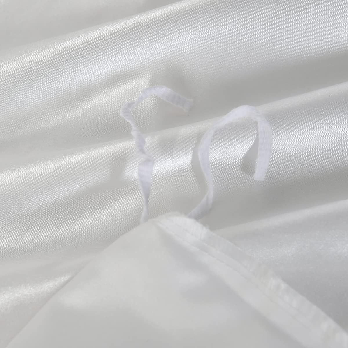 Satin Quilt cover Set Hotel 3 Pieces Quilt cover with Pillowcase, Art Silk Bedding Set-Luxury Soft Silky pillowcase for Hair and Skin, Similar to Silk Duvet/Donna Cover Set- 3 Pieces(Queen,White)