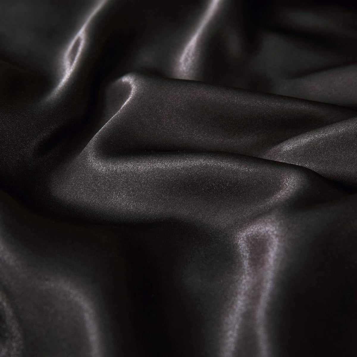 Satin Quilt cover Set Hotel 3 Pieces Quilt cover with Pillowcase, Art Silk Bedding Set-Luxury Soft Silky pillowcase for Hair and Skin, Similar to Silk Duvet/Donna Cover Set- 3 Pieces(Queen,Black)