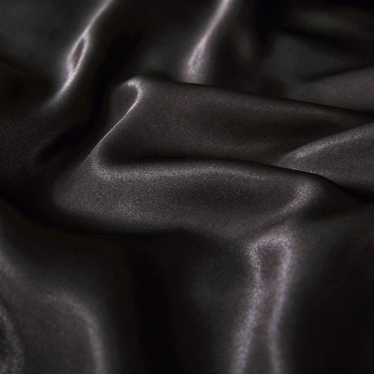 Satin Quilt cover Set Hotel 3 Pieces Quilt cover with Pillowcase, Art Silk Bedding Set-Luxury Soft Silky pillowcase for Hair and Skin, Similar to Silk Duvet/Donna Cover Set- 3 Pieces(Super King,Black)