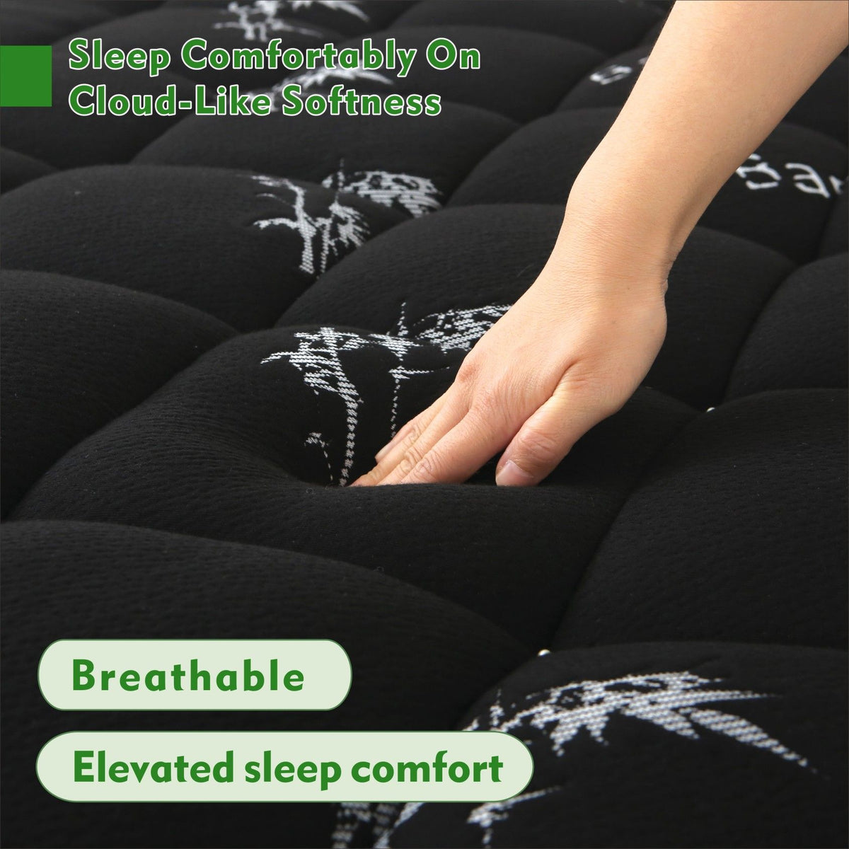 800GSM Mattress Topper Viscose Derived from Bamboo, Thick Pillowtop Fitted Mattress Cover with 45cm Deep Skirt - Machine Washable Hypoallergenic（King Single,Black）