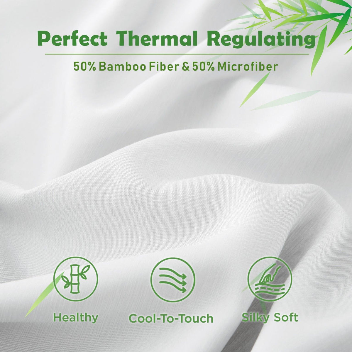 3 Piece Hotel Bamboo Cooling Fitted Sheet Set & Pillowcase -Ultra Soft 2000TC Breathable Fitted Bed Sheets Set with 37 Centimetre Deep Pocket-Cooling Sheets for Hot Sleepers(White,Super King)