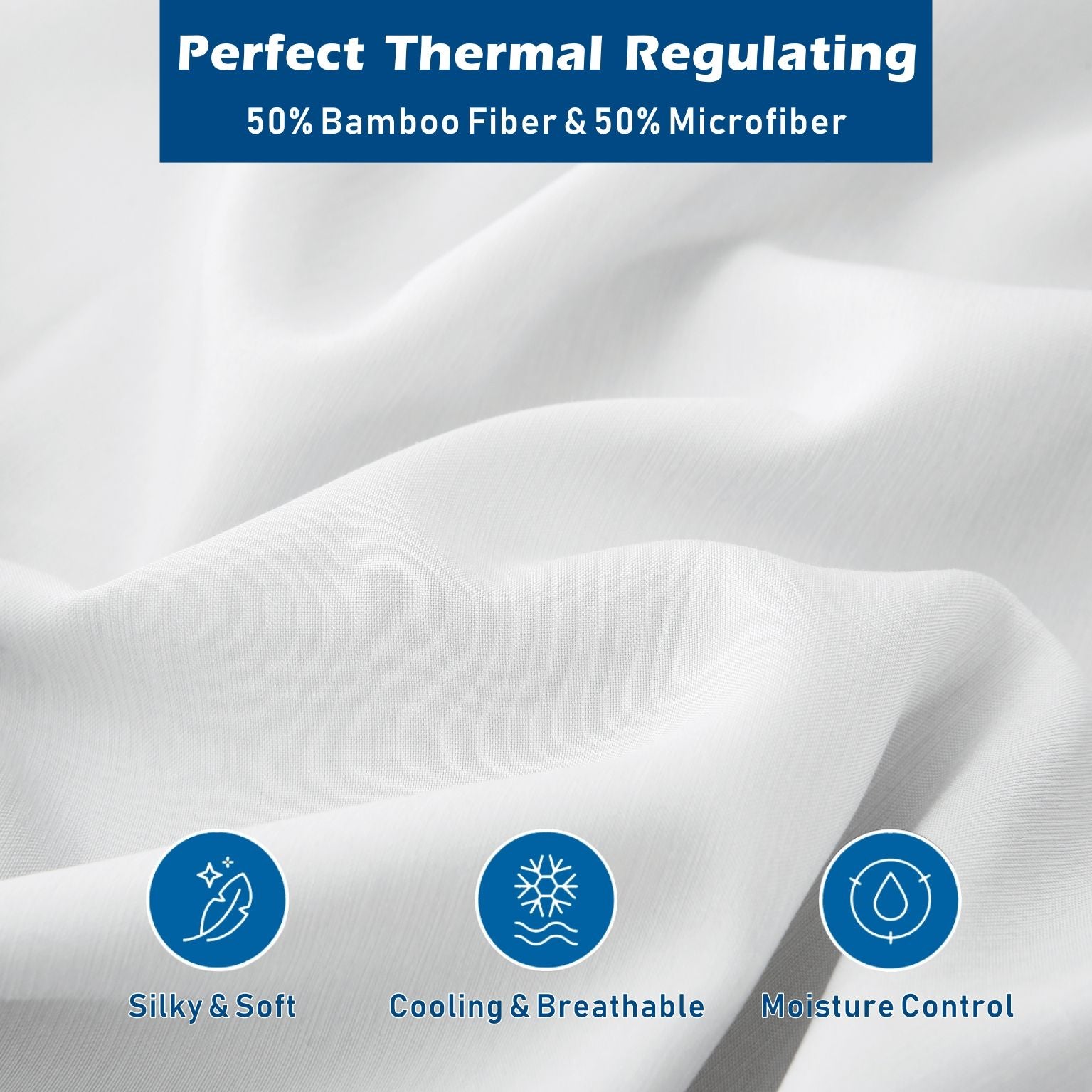 4 Piece Hotel Bamboo Cooling Sheet Set -Ultra Soft 2000TC Breathable Bed Sheets Set with 37 Centimetre Deep Pocket-Cooling Sheets for Hot Sleepers(White,Super King)