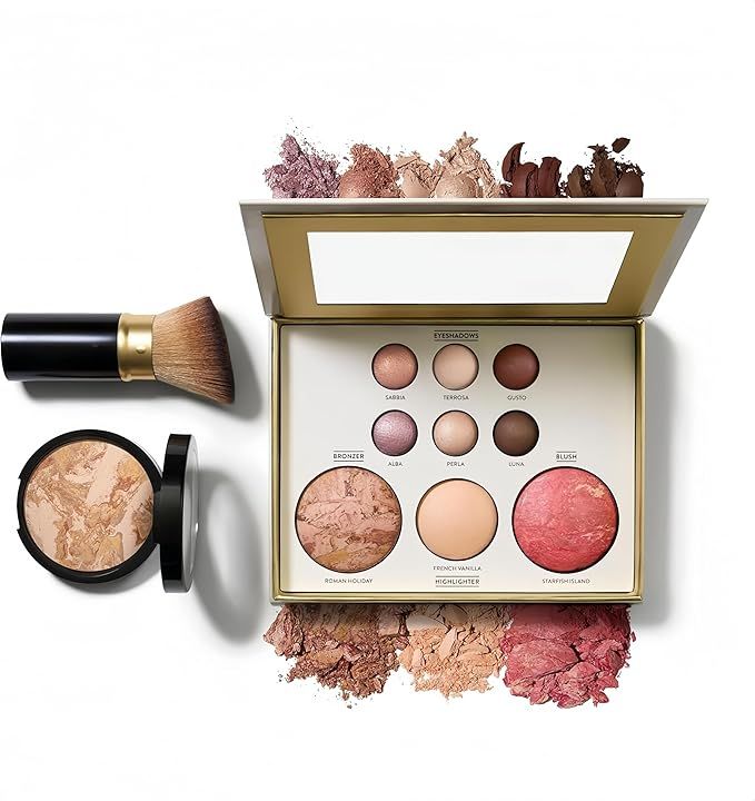 3pcs Baking Makeup Palette-Includes Brush, Facial Powder, Powder Blusher Eye Shadow, Multi-Product Palette for Eyelid Brightening &amp; Face Contouring, for Daily Use or Dating