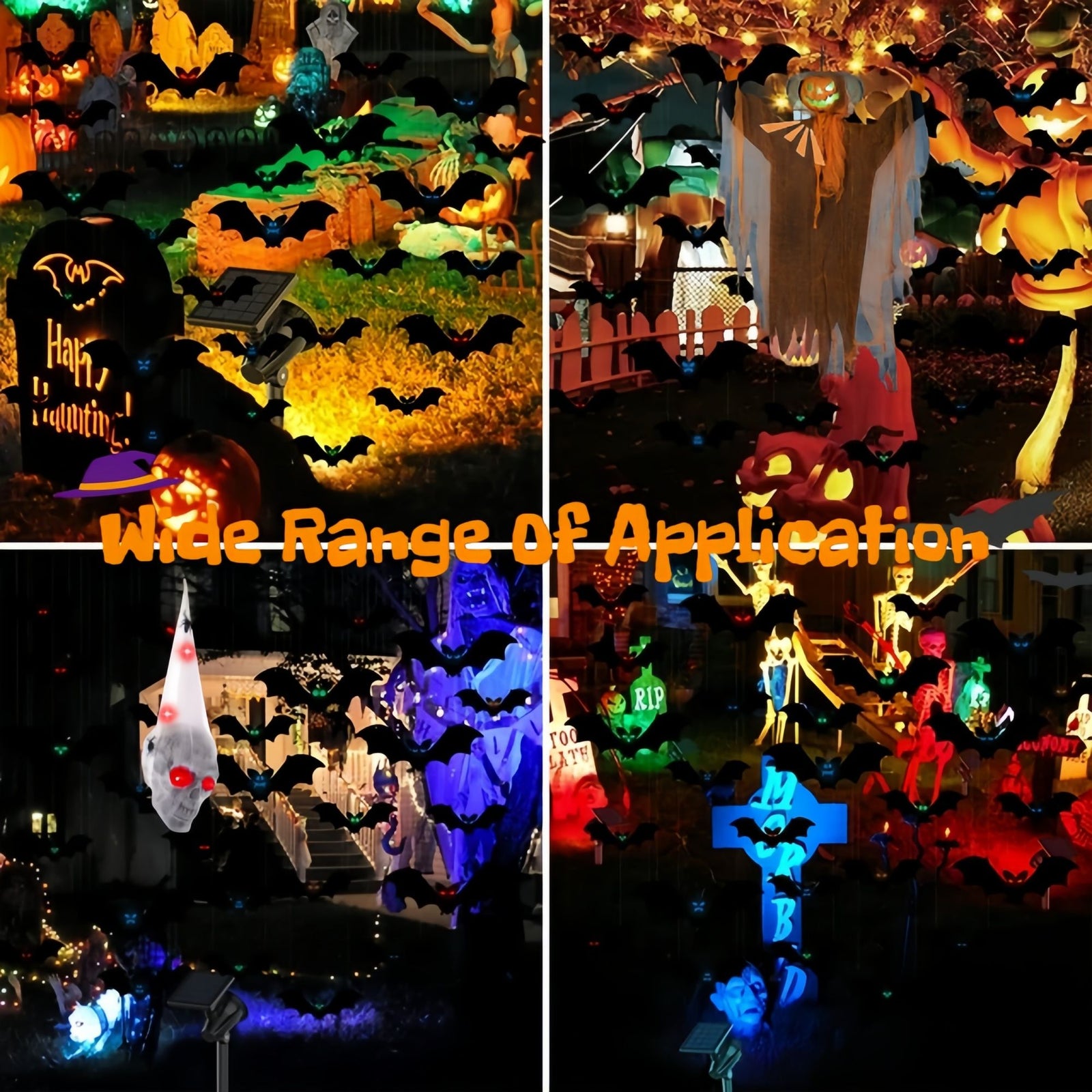 Halloween Decoration Set–Hanging Skull with LED Red Eyes and Spiders,18 PCS Hanging Bats Decorations&Spooky Scarecrow Decor for Halloween Outside Yard Tree Decors