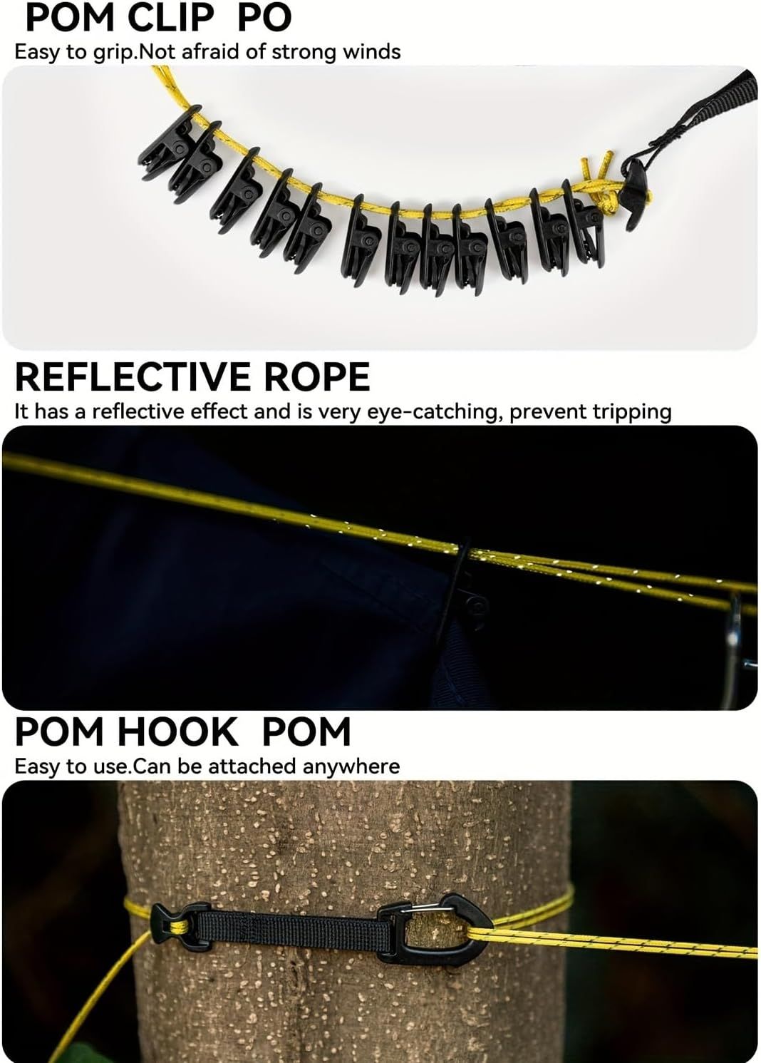 Portable Clothesline for Travel, Outdoor Camping Clothesline with 16 Clothes Clips,Lightweight Camping Clothes Drying Rope for Hotels Backyard Cruise Ships