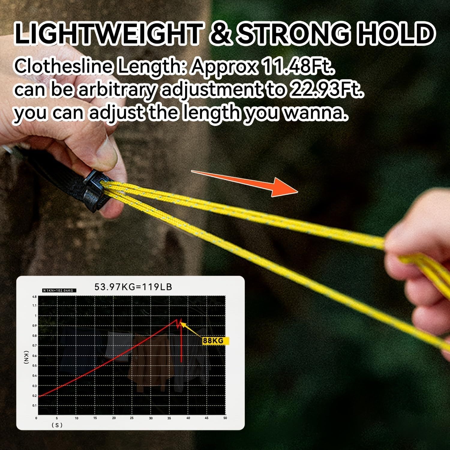 Portable Clothesline for Travel, Outdoor Camping Clothesline with 16 Clothes Clips,Lightweight Camping Clothes Drying Rope for Hotels Backyard Cruise Ships