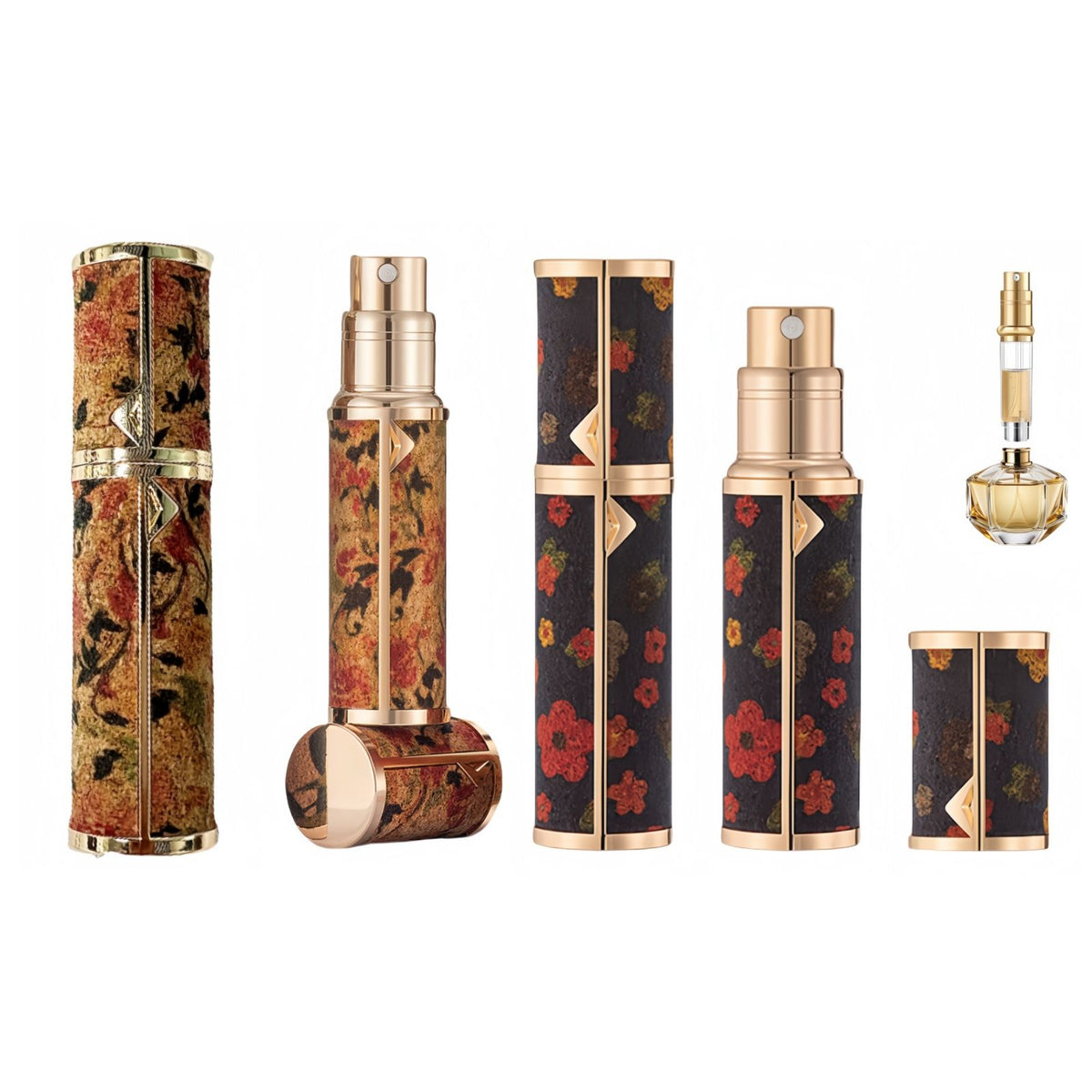 5ML Travel Perfume Atomizer, Refillable Perfume Bottle with Retro Pattern, Leakproof Portable Small Spray Bottle for Women &amp; Men, Elegant Mini Fragrance Accessory