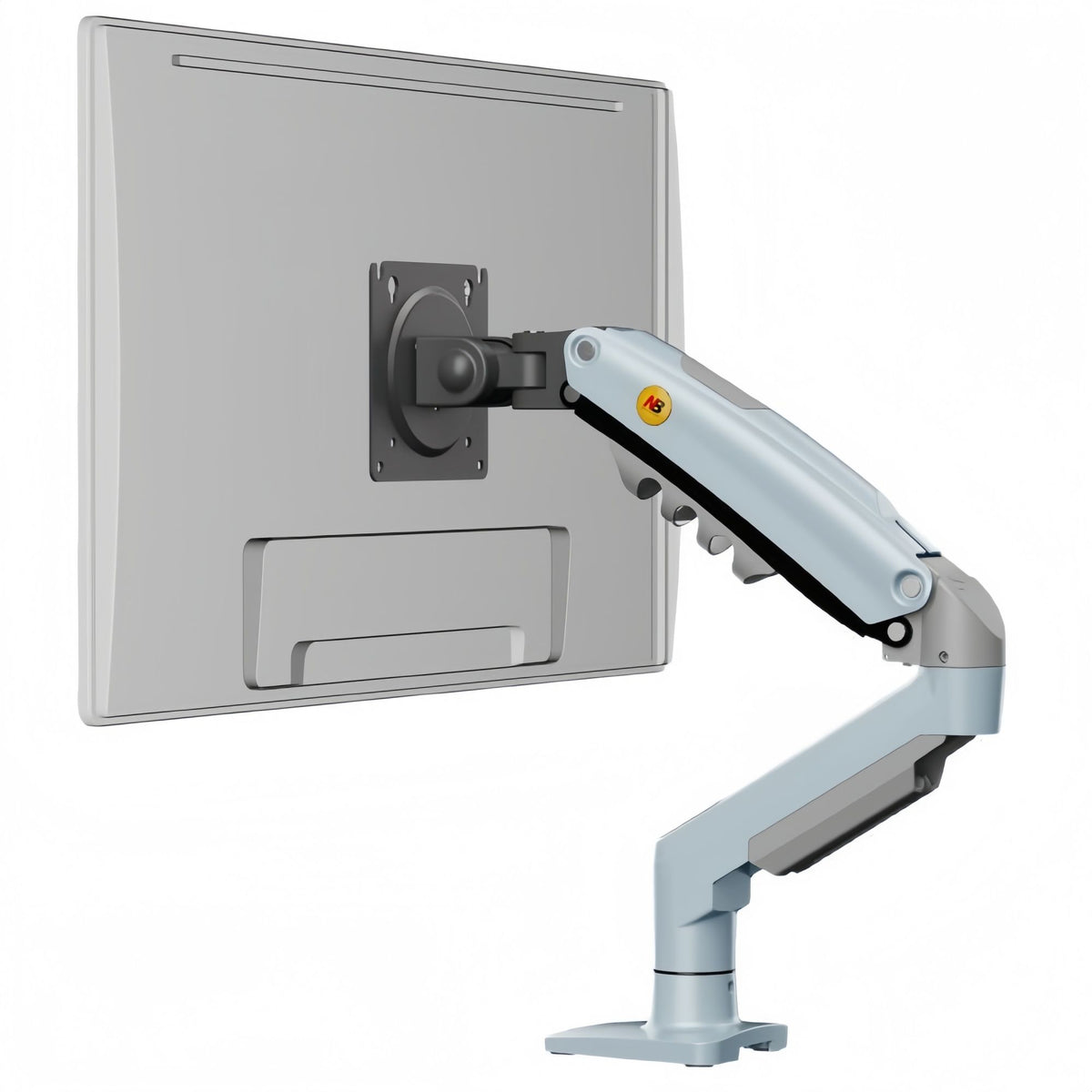 Single Monitor Arm for 17-30 Inch Screens,Height Adjustable Desk Mount Sliver Aluminium Monitor Stand, VESA 75/100mm with C-Clamp/Grommet Base&amp;Gas Spring,Ergonomic Stand for Work/Gaming